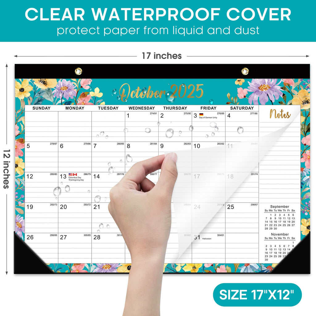 Desk Calendar 2026-2027, 21-Month Calendar Runs Until June 2027, Large 17" x 12" Monthly Desktop & Wall Calendar for Home & Office - Floral