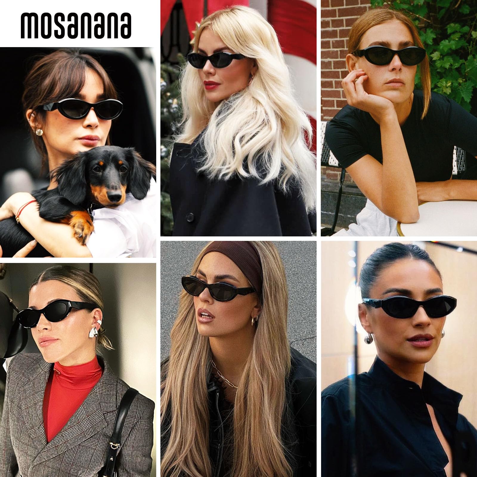 mosanana Oval Cat Eye Sunglasses for Women Retro Y2K Style MS52372