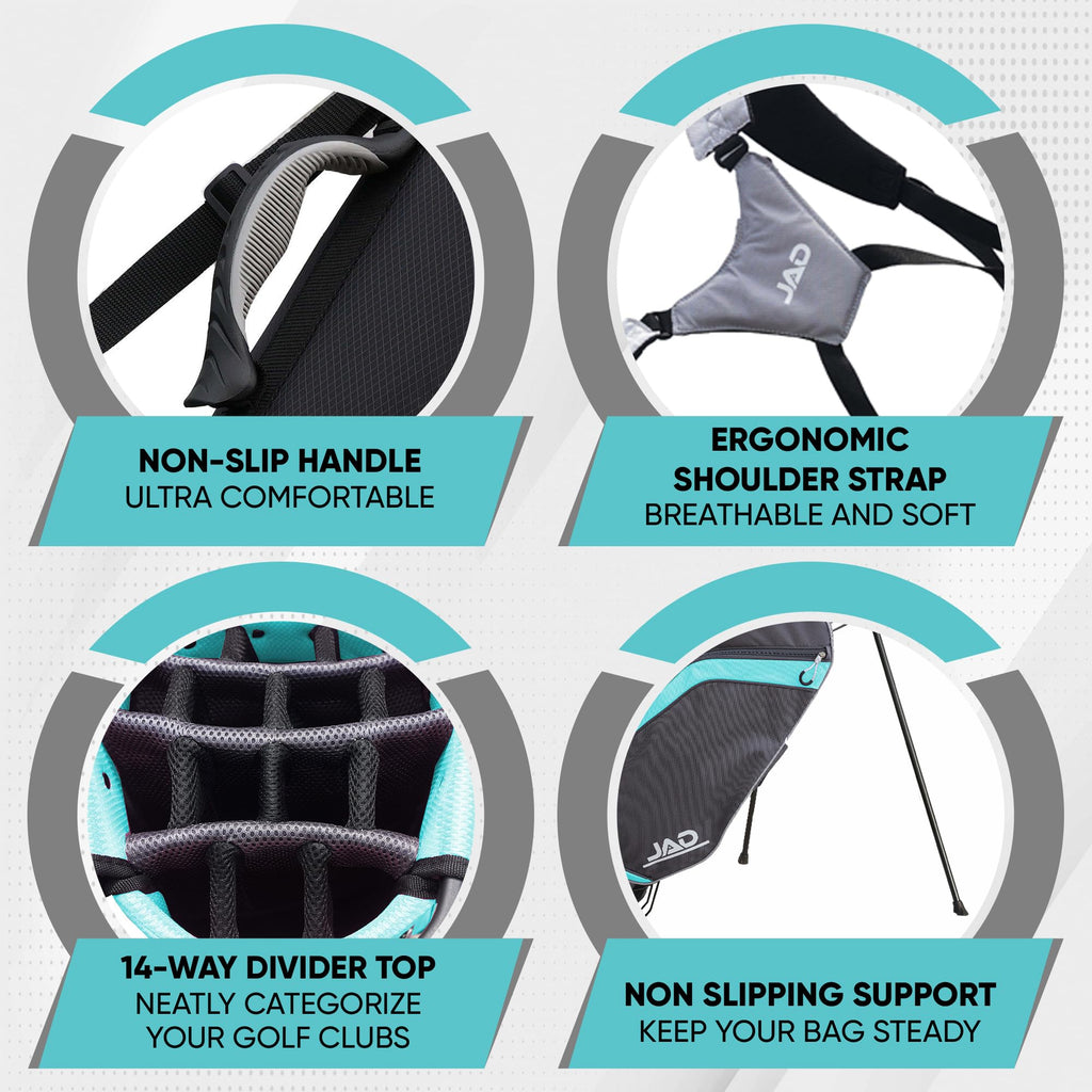 JAD Lightweight Womens Golf Bag, Golf Stand Bag for Women/Ladies, 14-Way Top Dividers, Ultra Lightweight, Large Pockets for Accessories, Durable Water Resistant