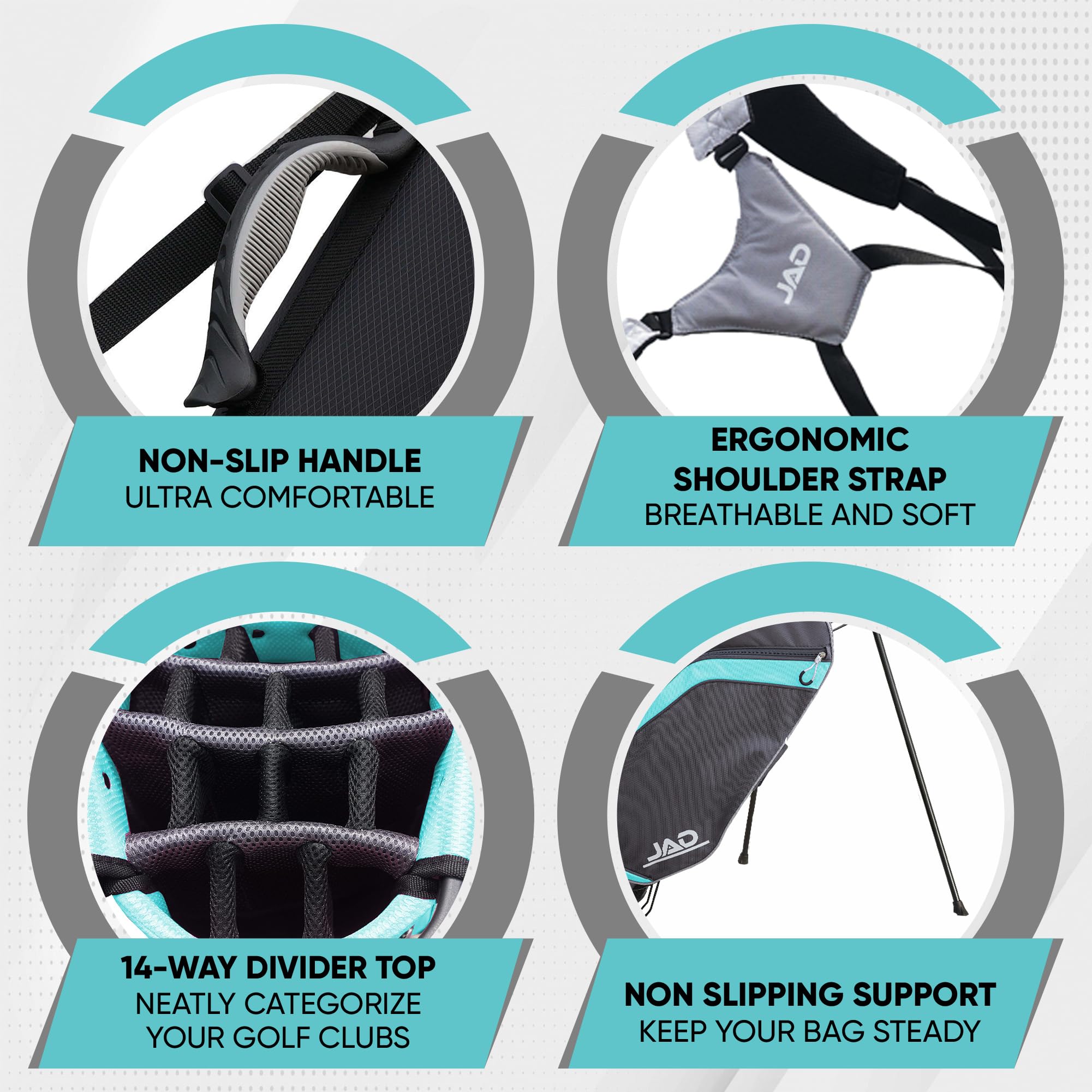 JAD Lightweight Womens Golf Bag, Golf Stand Bag for Women/Ladies, 14-Way Top Dividers, Ultra Lightweight, Large Pockets for Accessories, Durable Water Resistant