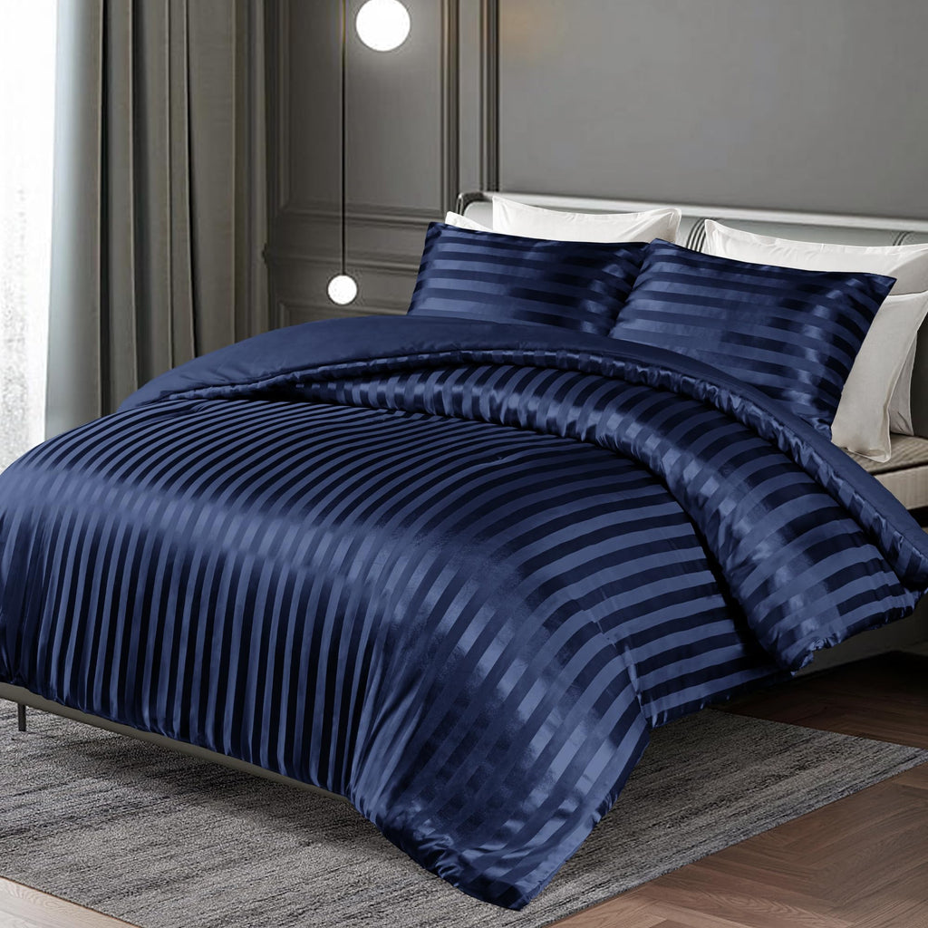 Whale Flotilla 2-Piece Reversible Silky Soft Twin Size Comforter Bedding Set, Luxurious Satin Comforters with Satin Pillowcase, Lightweight Duvet for All Seasons, Black