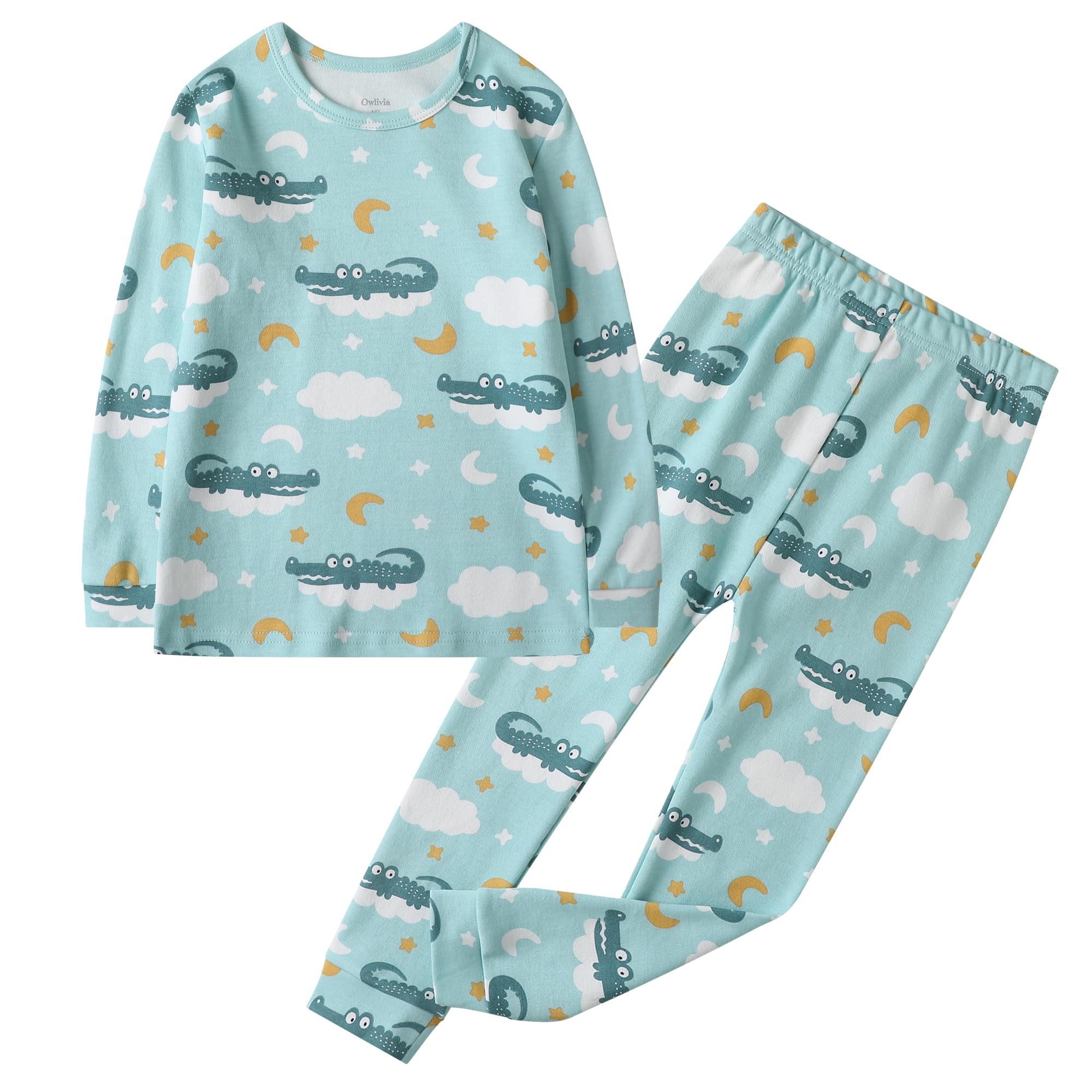 Owlivia 100% Organic Cotton Baby Long Sleeve Pajama Sets, Toddler Boy Girl 2-Piece Sleepwear