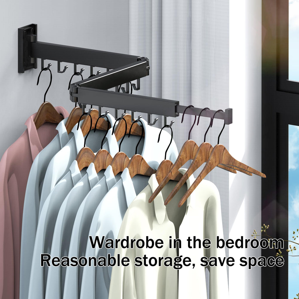 BOQORAD Clothes Drying Rack,Drying Rack Clothing,Luandry Drying Rack,Clothes Hanger Rack,Wall Mounted Luandry Rack,Folding Retractable,Frosted Stone Black Classic,ms-01