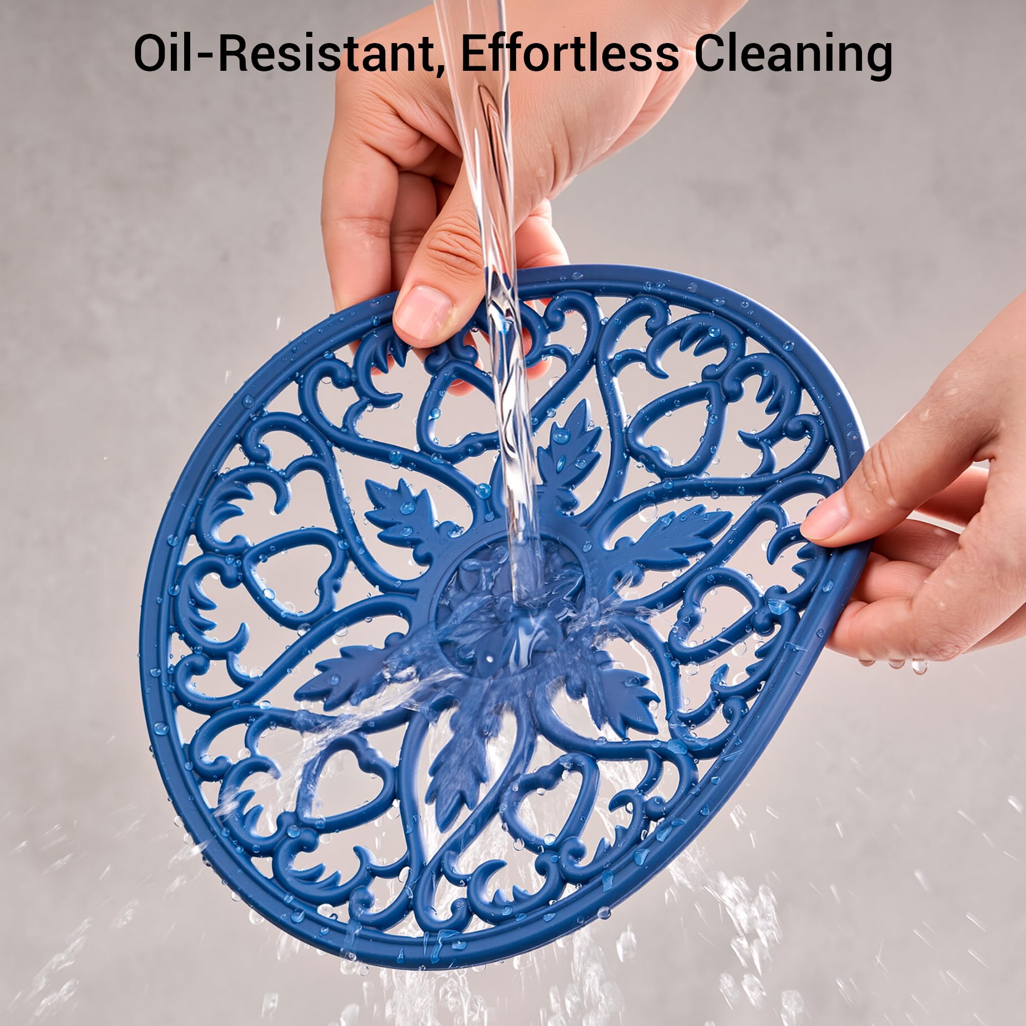 SMARTAKE 6 Set Silicone Trivet Mats for Hot Dishes, Heat Resistant Pots and Pans Holders, Non-Slip Flexible Hot Pads Coasters for Countertops Table, Modern Kitchen Decor Accessories (Black)