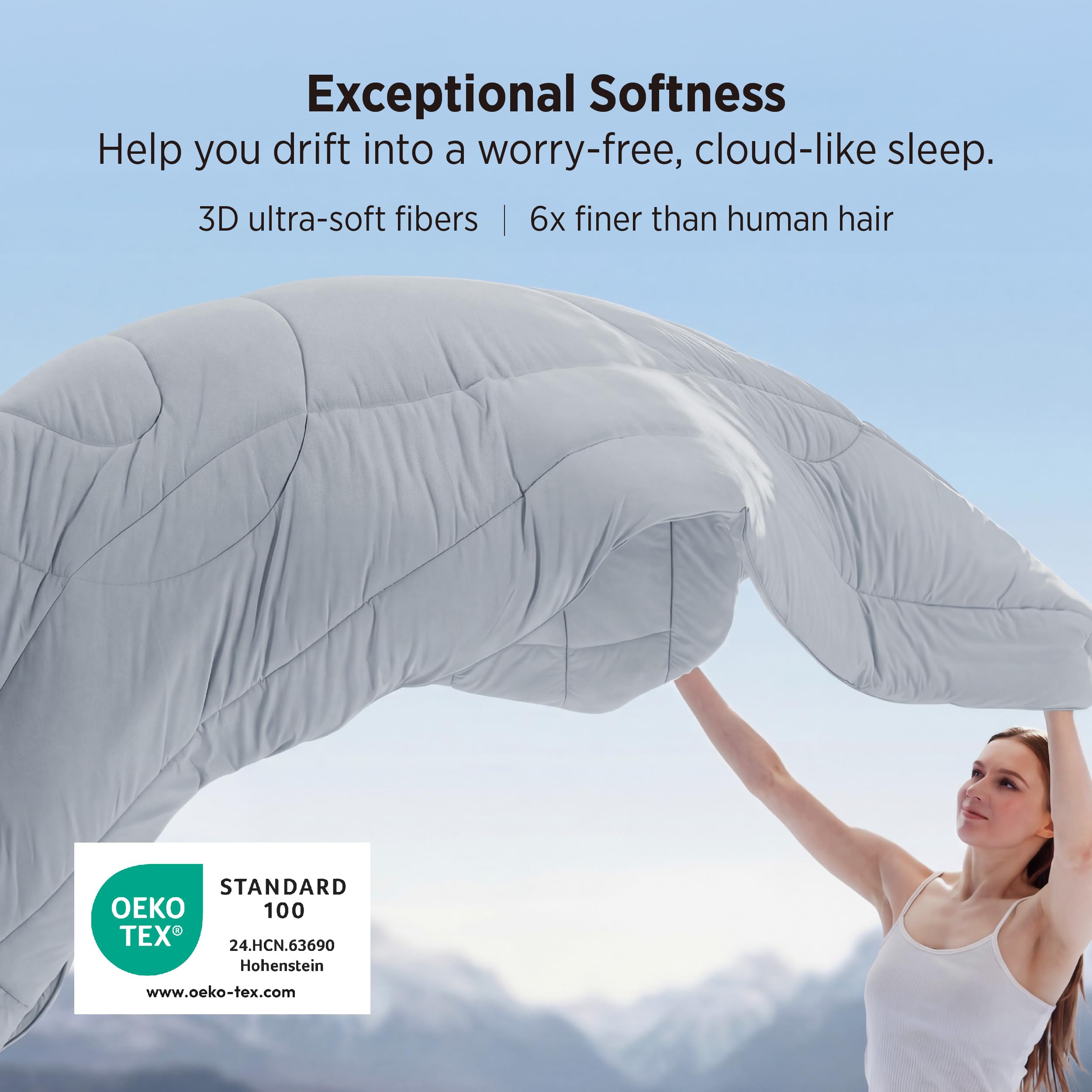 Bedsure Cooling Comforter King Size - Cooling Blankets for Hot Sleepers, Lightweight Comforter for Summer with Dual-Sided Cool Tech, Soft Breathable Cold Blanket for Sleeping, Grey, 102x90 Inches