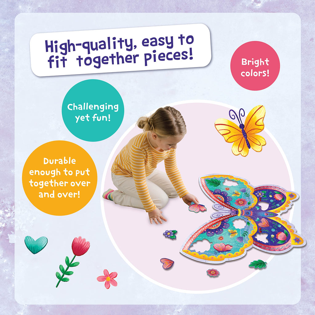 Peaceable Kingdom Shimmery Bunny Shaped 41 Piece Floor Puzzle, 3 feet x 2 feet - Great Easter Basket Stuffers and Easter Gifts for 3 Year Olds, 4 Year Olds & Up