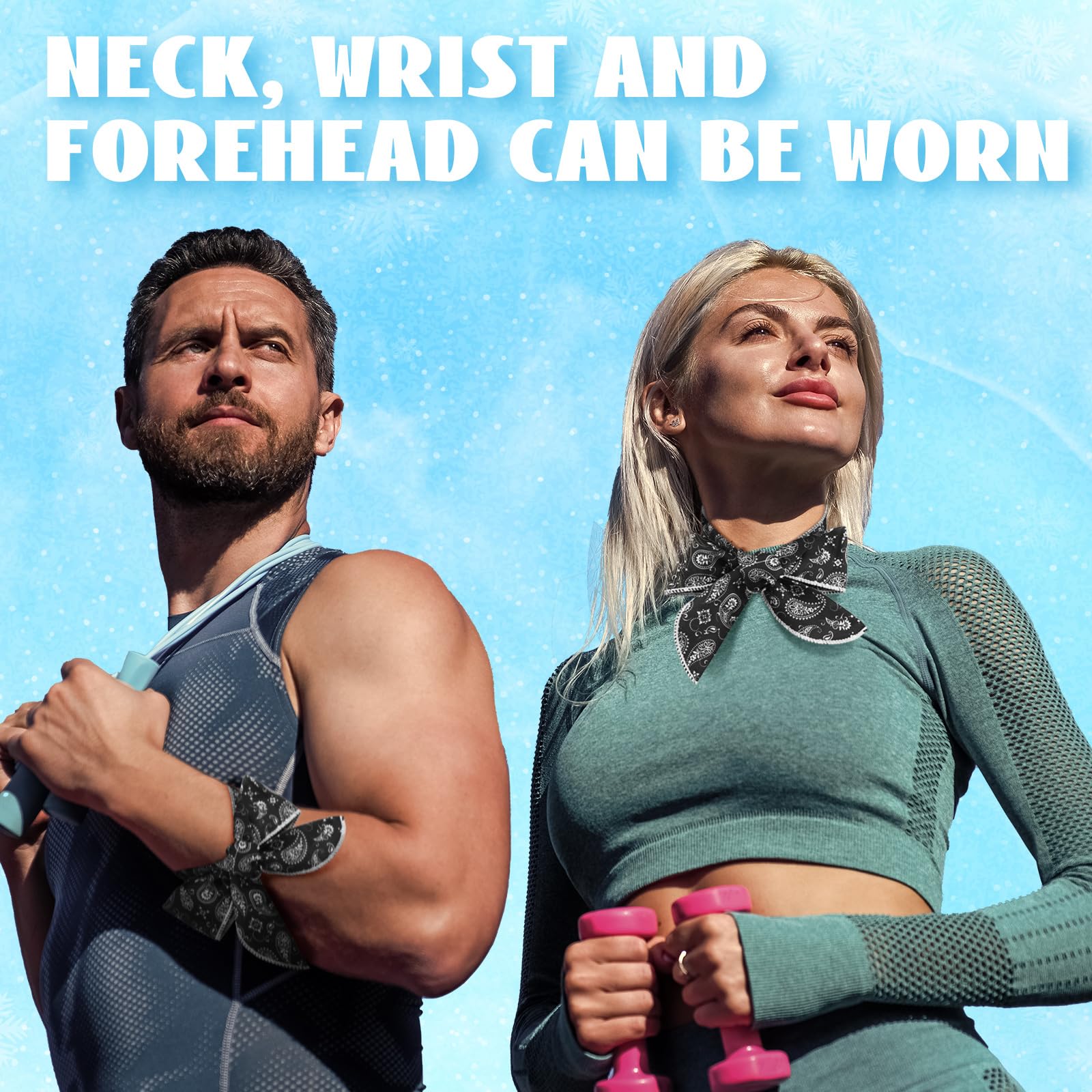 Coume 6 Pack Cooling Neck Wraps Neck Cooler Ice Bandanas Scarf for Hot Weather Summer Ultra Running Walking Riding Women Men