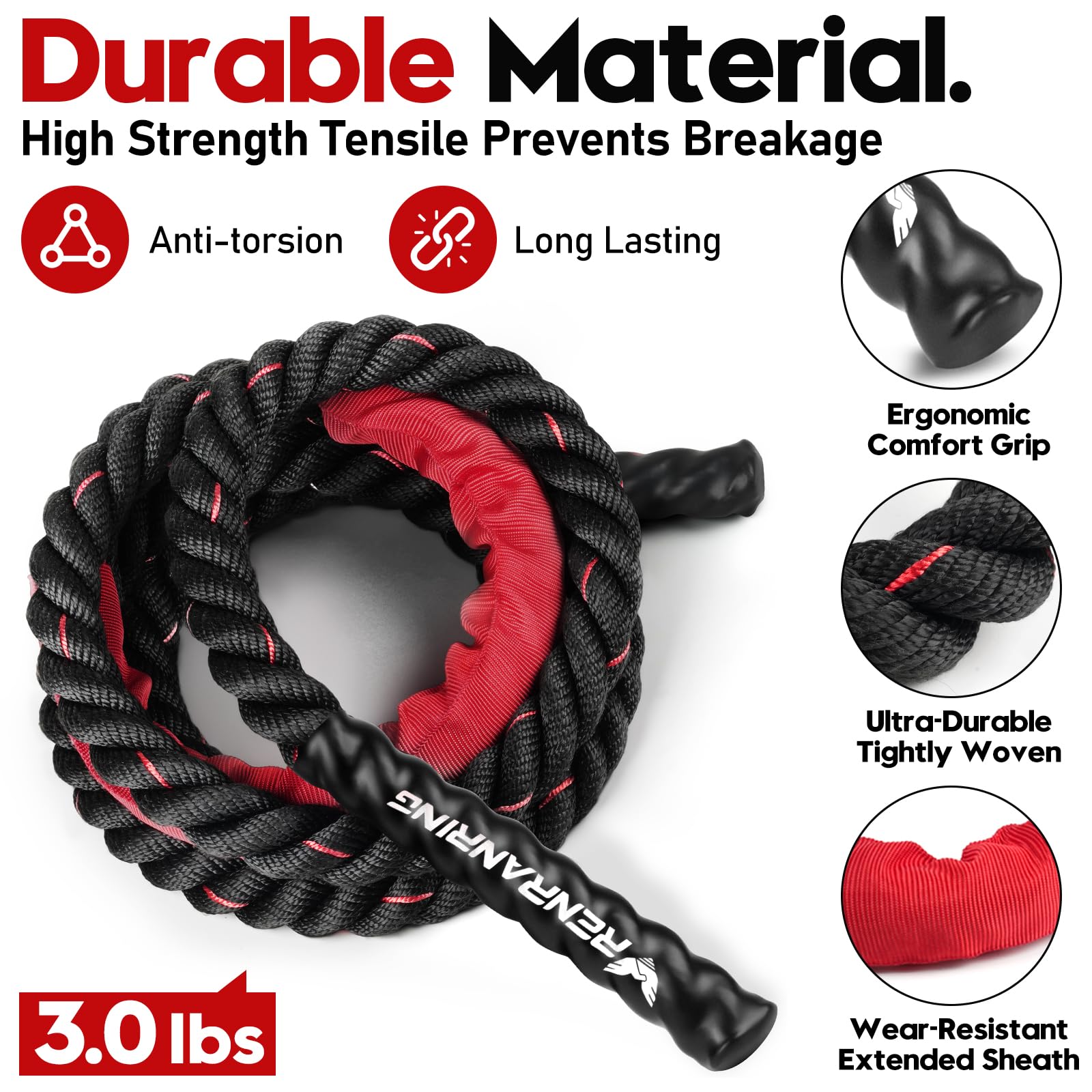 Weighted Jump Rope for Men and Women, 3lb 4lb 5lb Adult Heavy Skipping Rope, Jumprope for Fitness,Workout Equipment, Fitness Equipment for Home Gym Exercise,Improve Strength and Building Muscle