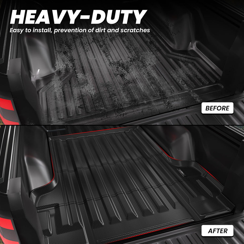 LASFIT Truck Bed Mat for 2009-2016 Ford F250 F350 F450 6.75ft Super Duty 81.9'' Bed Liner(Not fit with Drop-in Bed Liner), TPE 100% All Weather Car Bed Mat for F-250 F-350 F-450,1PCS Black