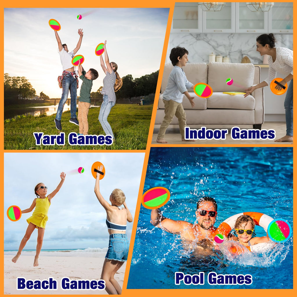 Toss and Catch Ball Game Set - Outdoor & Indoor Sports Toys for Kids - Outside Games for Yard, Lawn, Camping, Beach, Pool - Classic Sticky Paddle Ball Toy for 3 4 5 6 7 8-12 Year Old Boys Girls Gifts