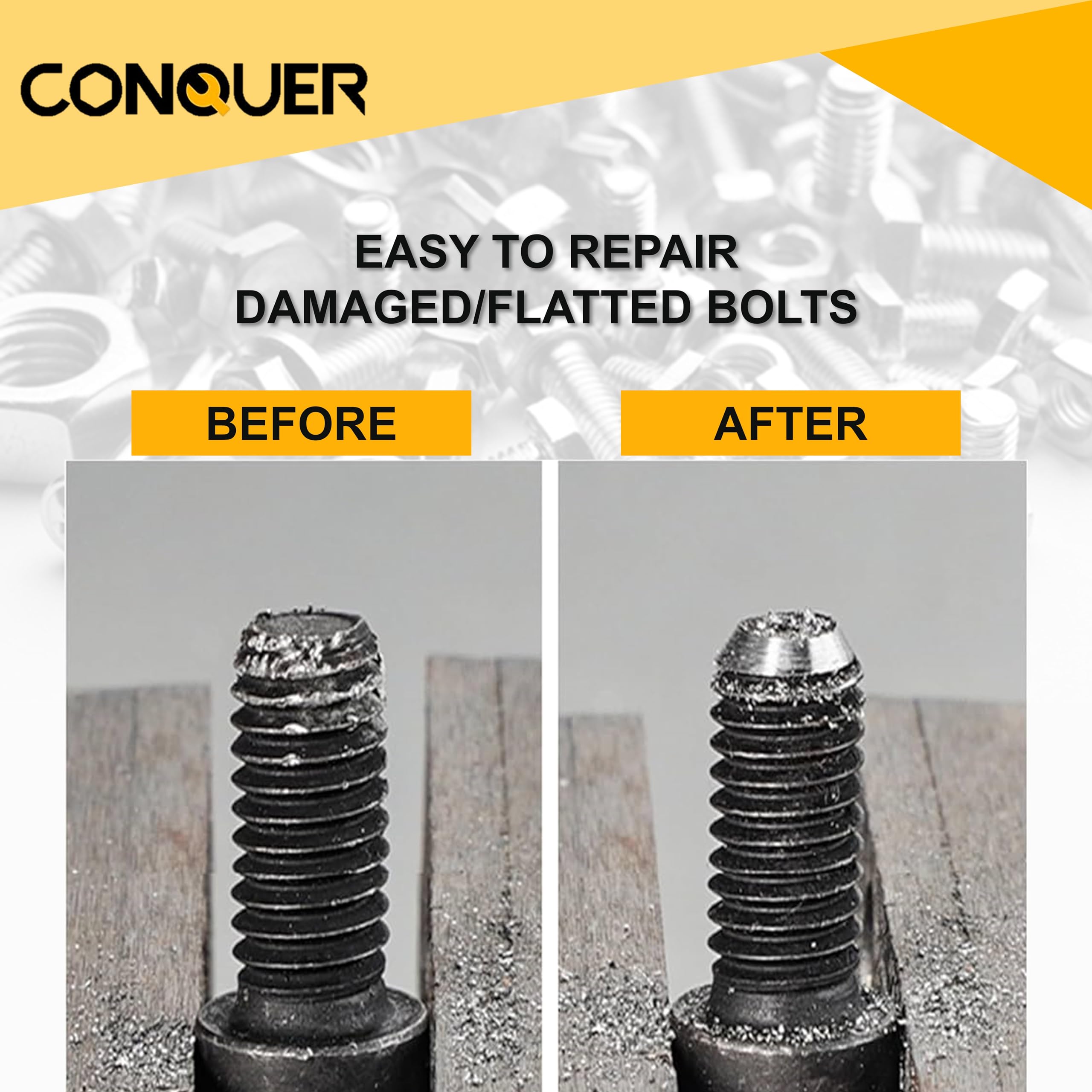 CONQUER Tools Deburring External Chamfer Tool, Premium Tungsten Blade, Deburring Drill Bit, Remove Burr Tools Quick Release Shank Fits for 1/2"-1 3/8"(13mm-35mm) Stainless Steel Burr Removal