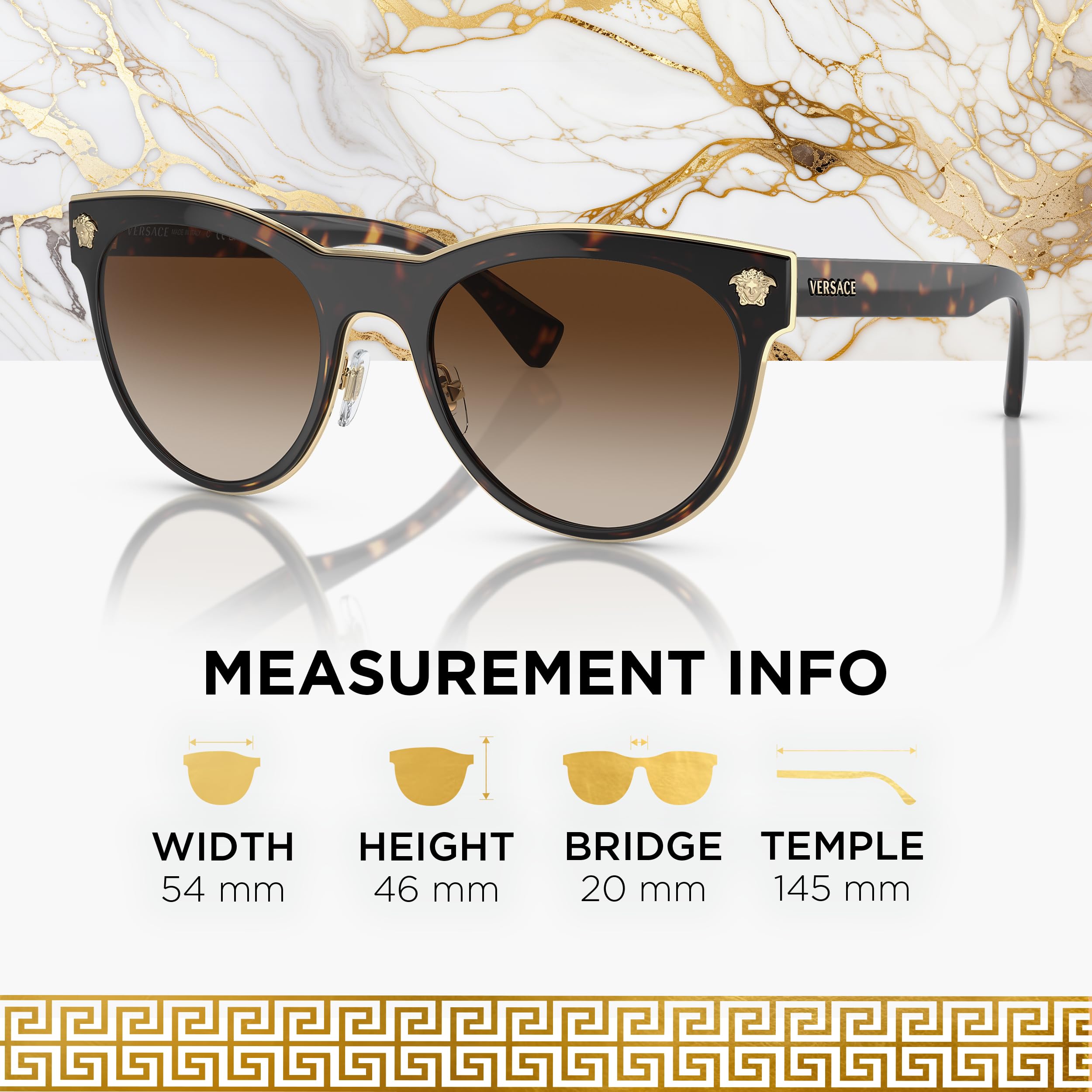 VERSACE VE2198 Phantos Shape Metal Sunglasses 54mm