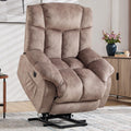 CANMOV Dual Motor Power Lift Recliner Chair for Elderly, 27" Extra-Wide Seat 450 lbs Weight Capacity Infinite Position Adjustment, with Heated Massage, Cup Holders and USB Port, Camel Fabric