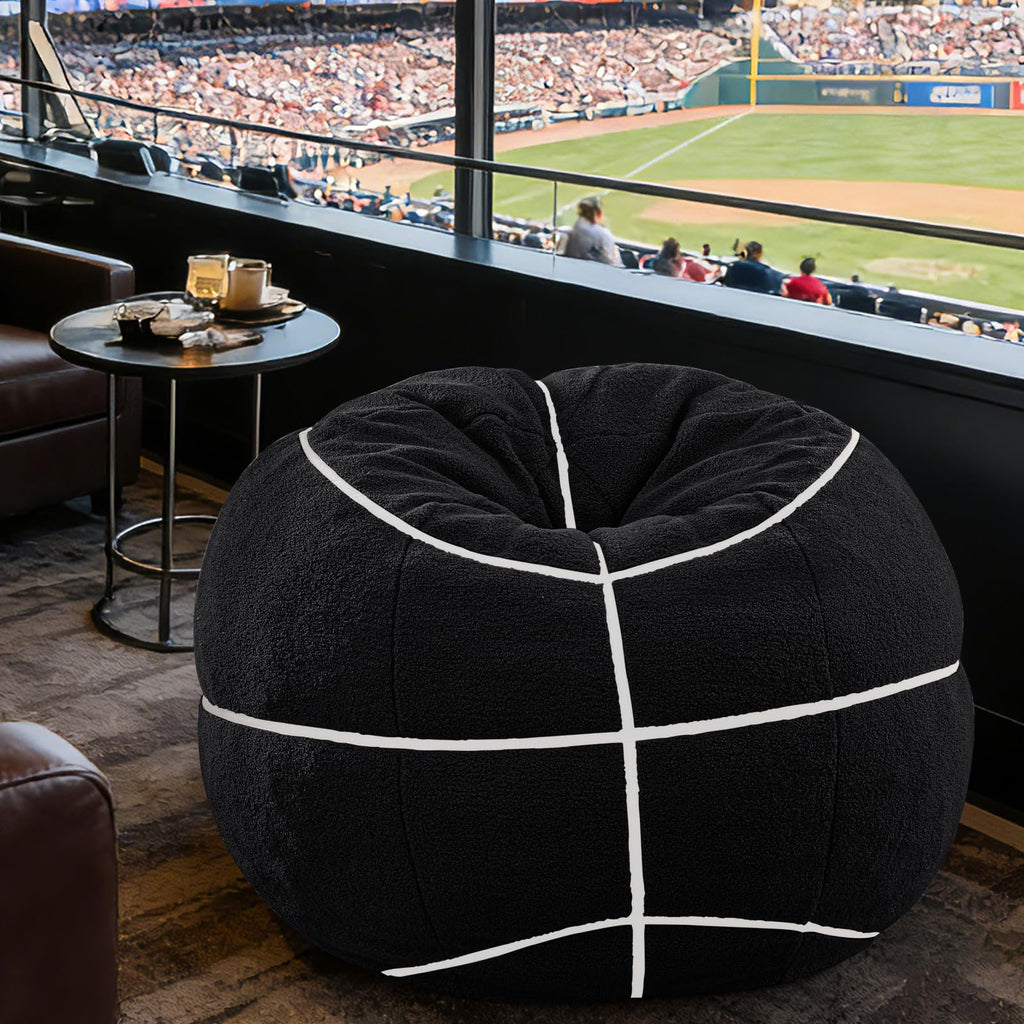 Sports Baseball Bean Bag Chair - Luxurious Bean Bag Chairs for Kids Teens Adults - Floor Sofa Couch with Filler - Plush BeanBag Furniture for Living Room Bedroom College Dorm - 32 Inch