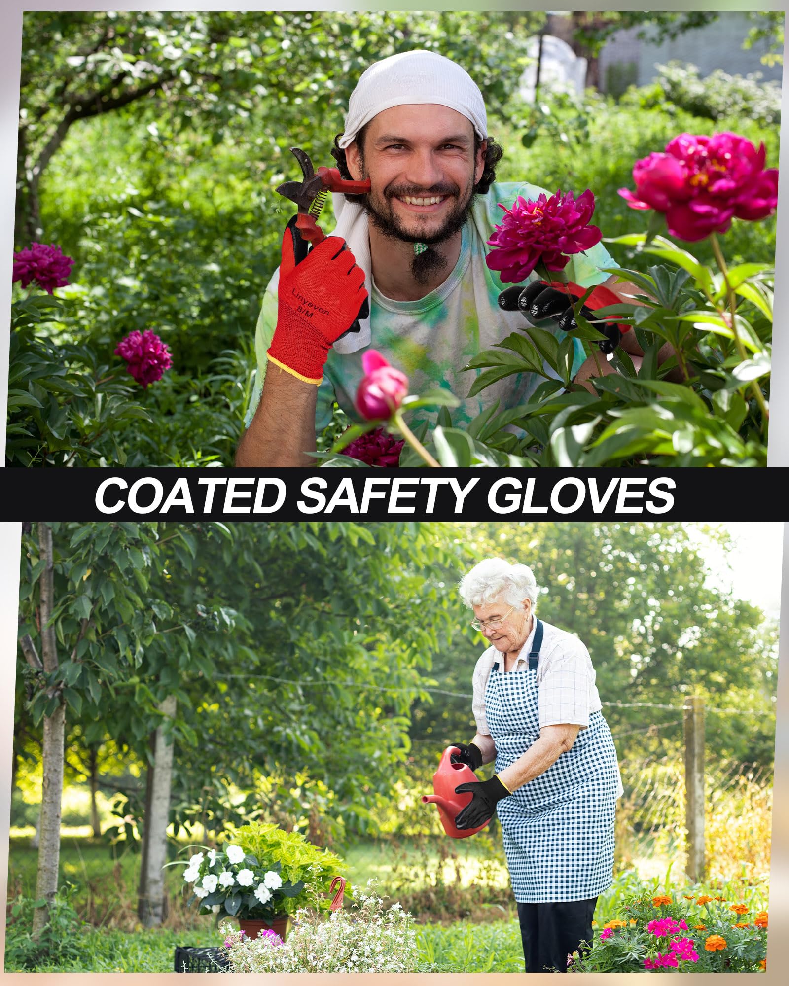 Maxcheck PU Coated Gloves Bulk, Reusable Rubber Safety Gloves for Men Women Work Warehouse, Mechanic, Woodworking