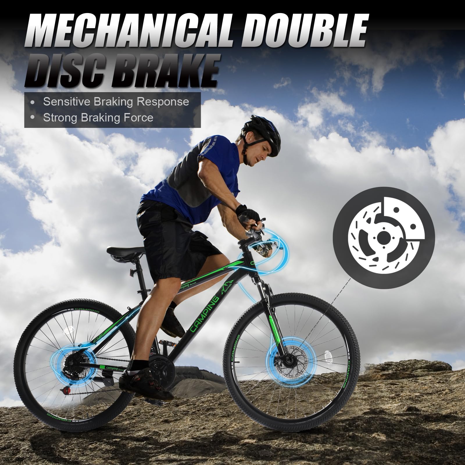 Ktaxon Mountain Bike 24/26/27.5 Inch Men & Women Mountain Bike with 21-Speed Adult Bikes, Double Disc Brake, Suspension Fork and High Carbon Steel Frame