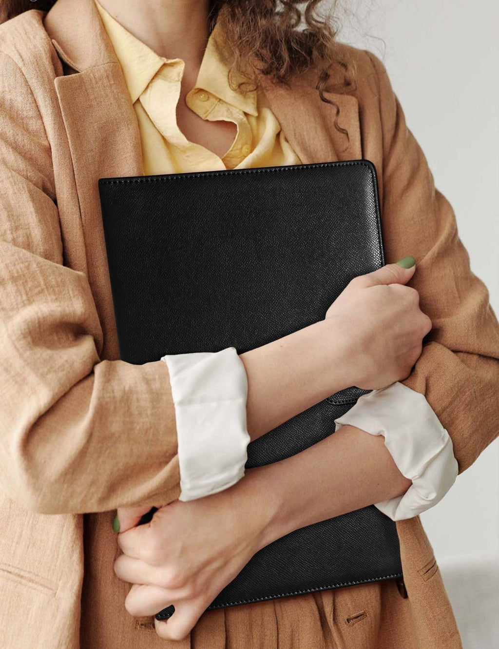 Padfolio Portfolio Resume Folder with Pocket, Premium Faux Leather Interview Writing Legal Pads Document Organizer Portfolio with Business Card Holder (Black)