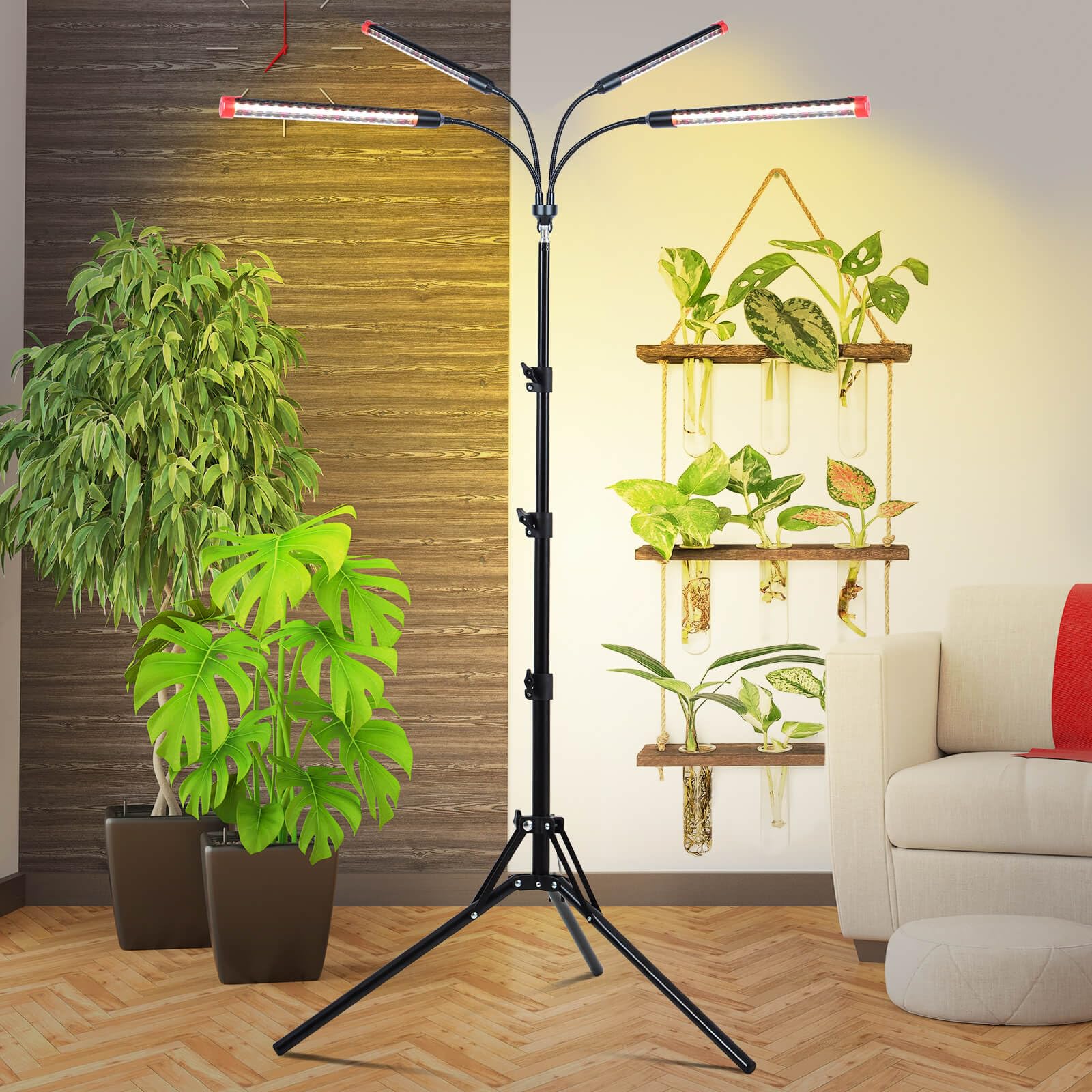 2Pack Small Clip Grow Lights for Indoor Plants, Bonsai, Mini Full Spectrum Pot Plant Grow Light, 4/8/12/16/20H Timer, 9 Watt Power Draw, NO Need Adapter