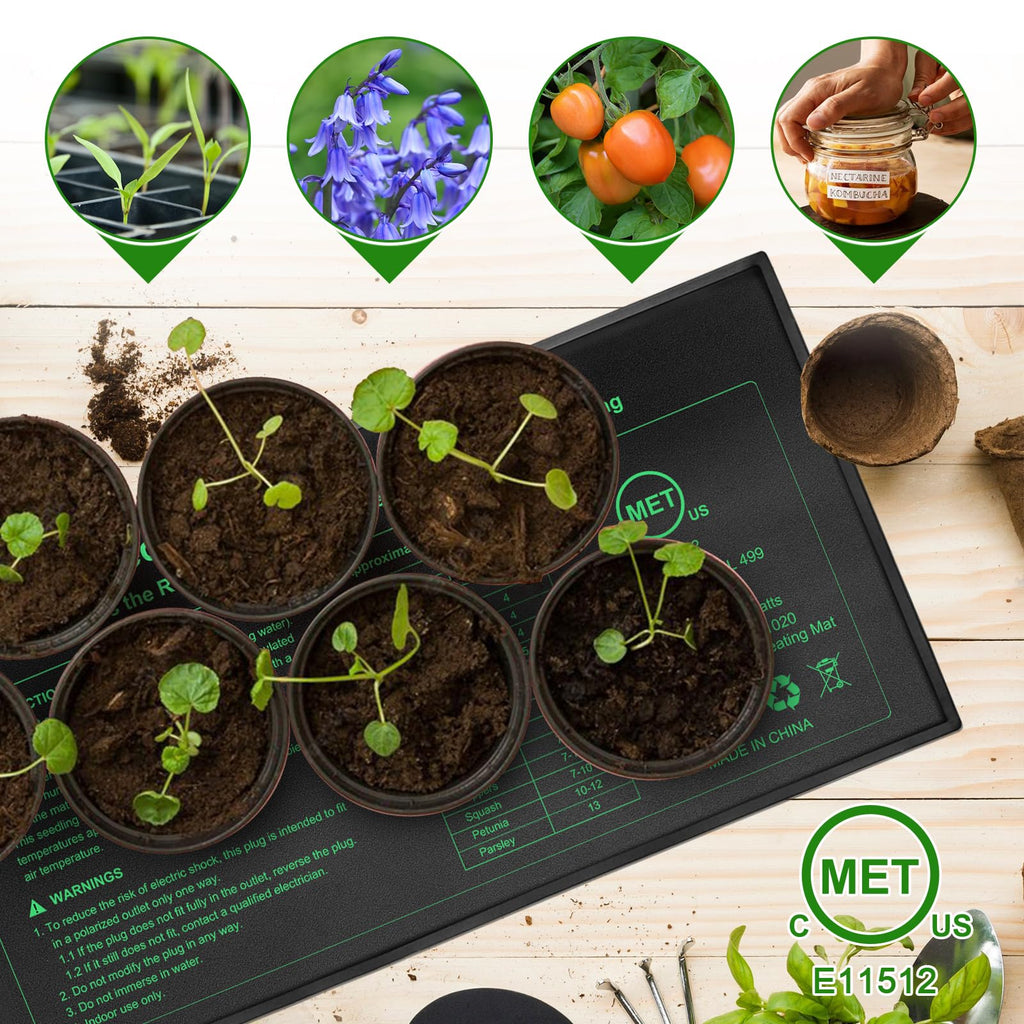 Seedling Heat Mat Hydroponic Plants Heating Pad, Seed Starting Greenhouse and Germination, Waterproof Durable Heating Pad for Indoor Home Gardening Seed Starter(10“x20.75”)