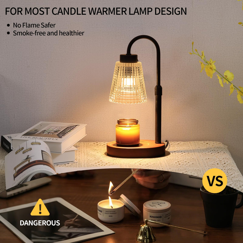 MEIXISUE Candle Warmer Lamp with Timer and Dimmer,Electric Amber Light Gifts for Women Melt Wax Warmer Lamp with 2 Bulbs for Candle Jars House Warming New Home Decor