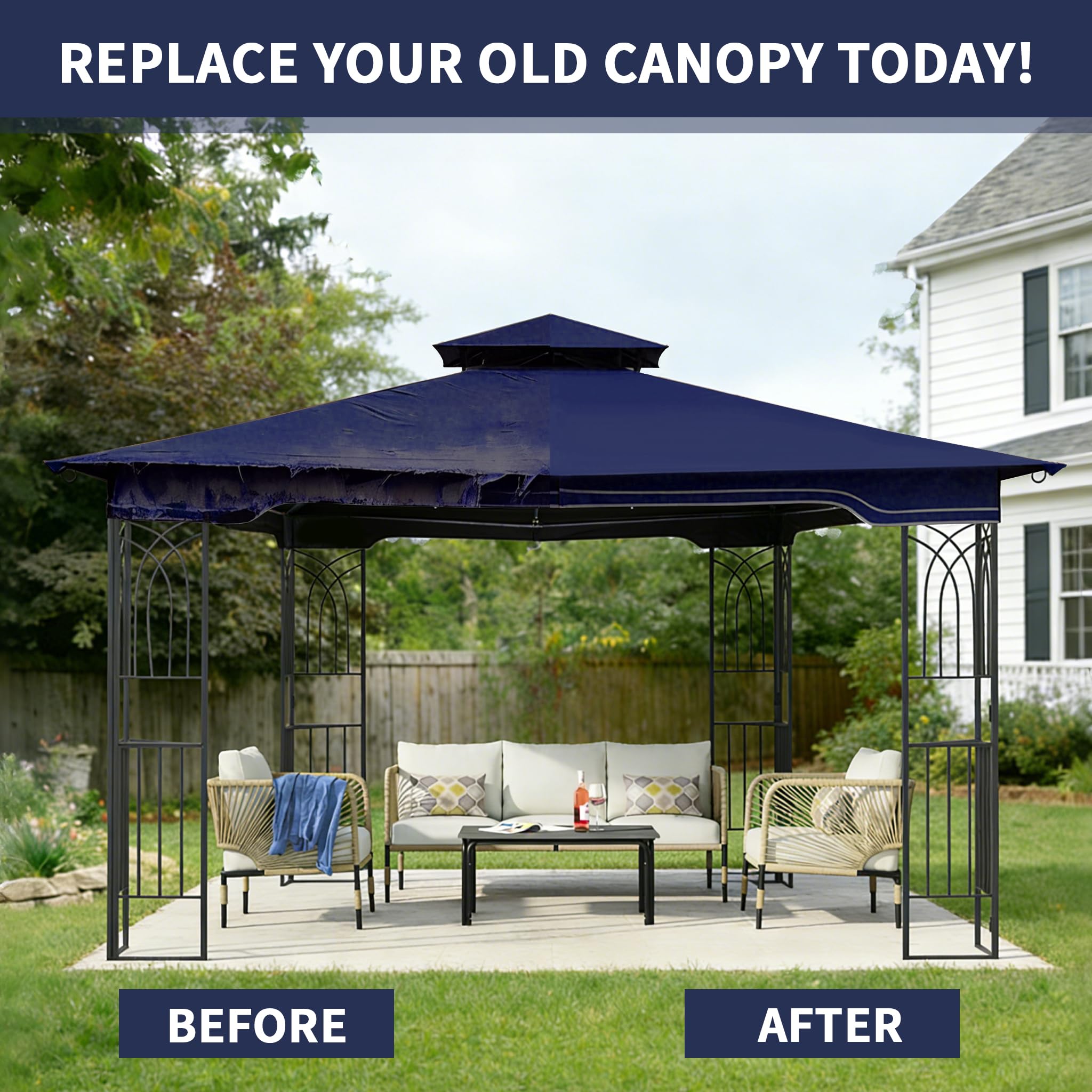SCOCANOPY Replacement Gazebo Canopy Compatible with 10 x 12 Regency II Patio Gazebo Model L-GZ798PST,A101004104,A101004105,(Forest Green)