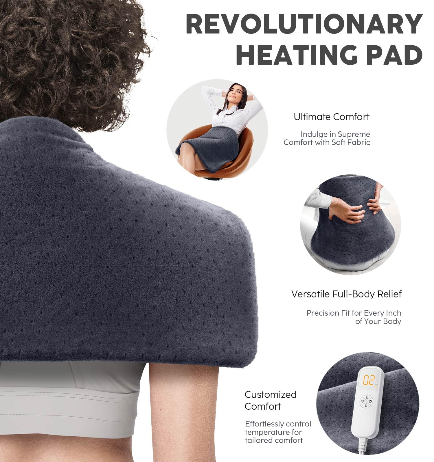 Fathers Day Dad Gifts from Daughter, Heating Pad for Back Pain & Cramps - Ultimate Pain Relief & Versatile Gift for Women, Men - Ideal for Christmas, Soft Machine Wash Fabric, King Size 12"x24"
