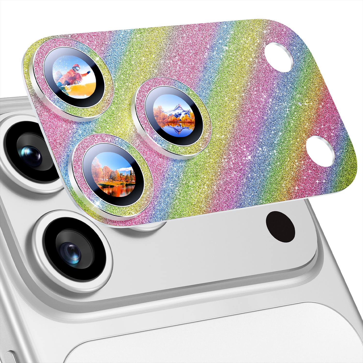 Uyiton Compatible with iPhone 17 Camera Lens Protector - [Not Easy to Break][Strong Adsorption][Case-Friendly] Metal Tempered Glass Rear Camera Screen Cover - Black
