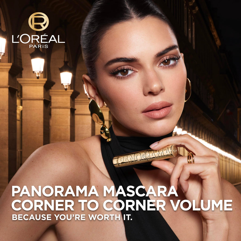 L'Oreal Paris Voluminous Panorama Mascara, Volumizing and Lengthening Formula, Longwear, Smudge-Resistant and Washable, All Night Black Mascara, 0.33 Fl Oz
