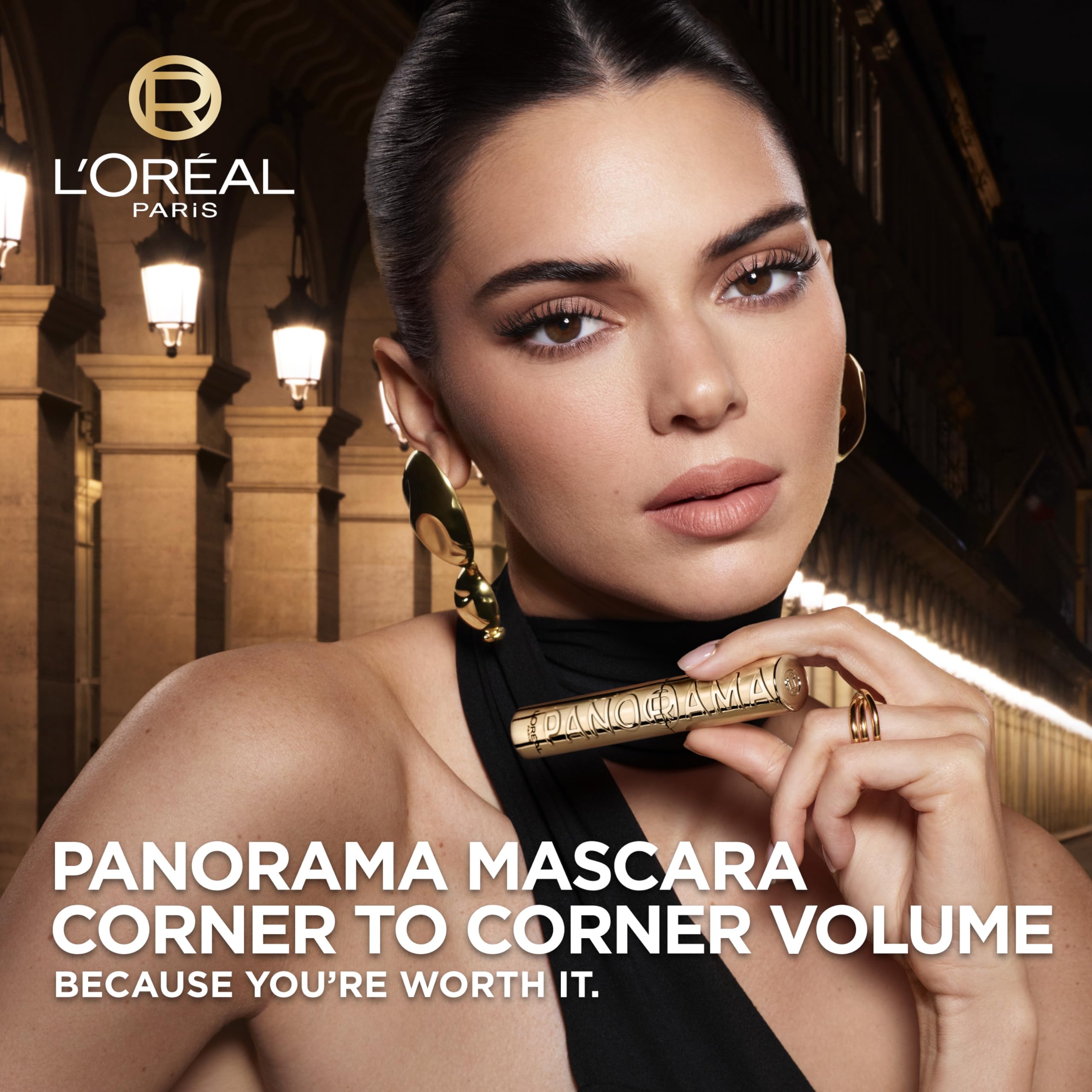 L'Oreal Paris Voluminous Panorama Mascara, Volumizing and Lengthening Formula, Longwear, Smudge-Resistant and Washable, All Night Black Mascara, 0.33 Fl Oz