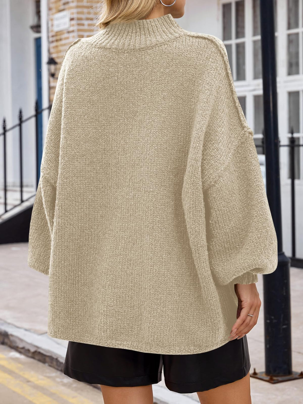 Saodimallsu Womens Oversized Sweaters Mock Neck Batwing Long Sleeve 2026 Fall Trendy Ribbed Knit Casual Tunic Sweater