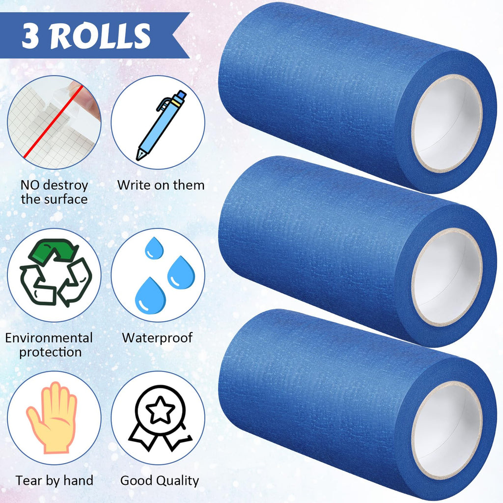 Fainne 12 Rolls Blue Painters Tape Bulk Multi Pack Safe Paint Paper Masking Tape for Wall Painting Decoration Supplies (Blue,1 Inch X 55 Yards)