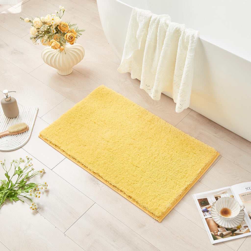 CozeCube Circle Fleece Bath mats for Bathroom, Fluffy Absorbent, Melange Quick Dry Microfiber Bath Rugs, Non Slip Washable Shower Mat Gifts, Brown, 24" X 16"