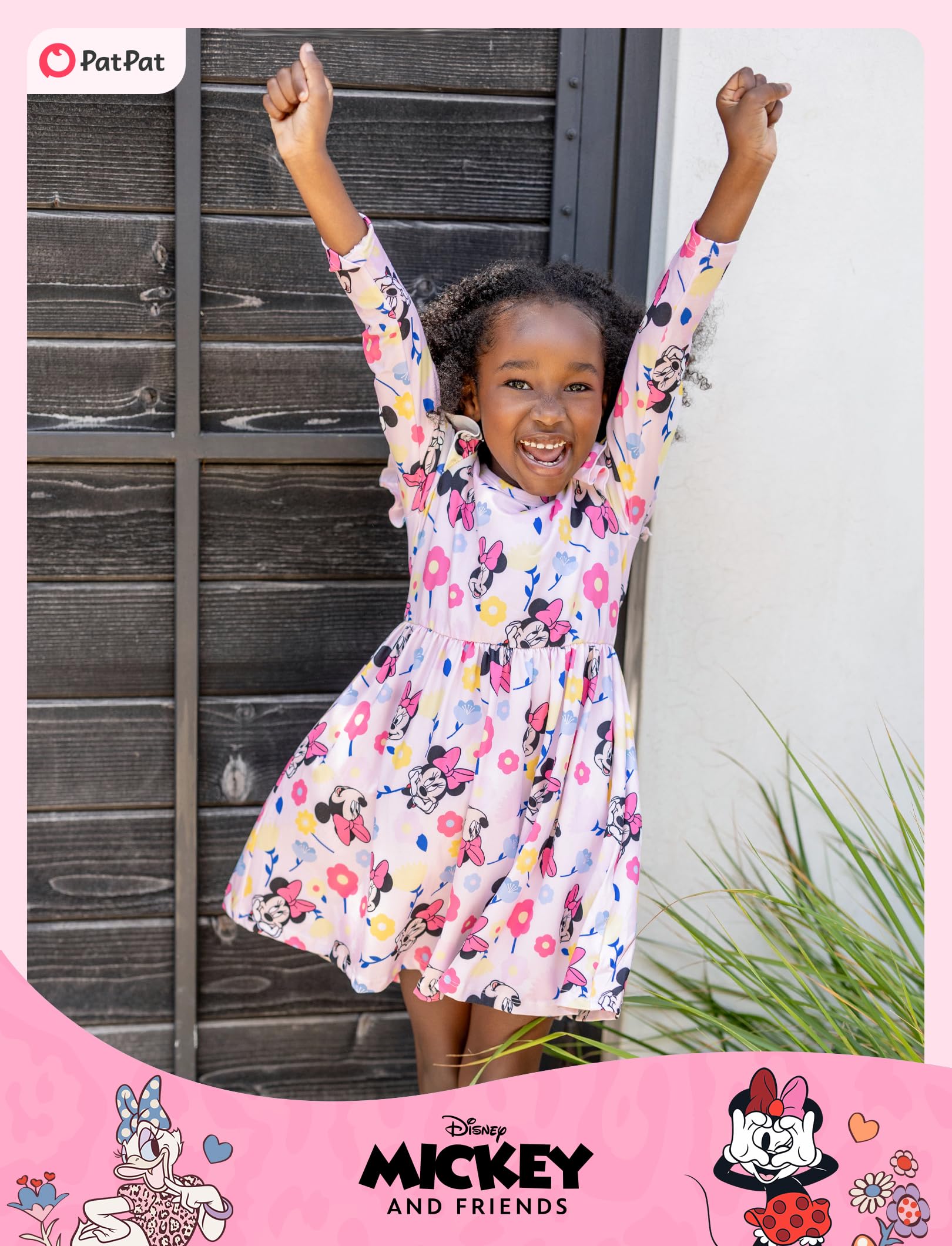 Disney Princess Frozen Elsa Minnie Mickey Stitch Ruffle Sleeve Dress A Line Long Sleeve Kids Clothes Baby to Toddler