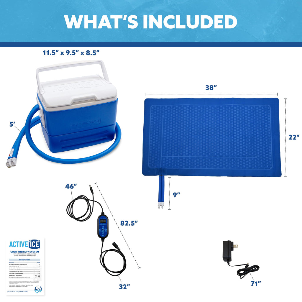 Polar Active Ice 3.0 Cold Therapy Ice Machine System with Programmable Timer, Back and Hip Compression Pad, Lightweight 9 Quart Cooler, Quiet Pump, Strong Cryotherapy Pain Relief Treatment