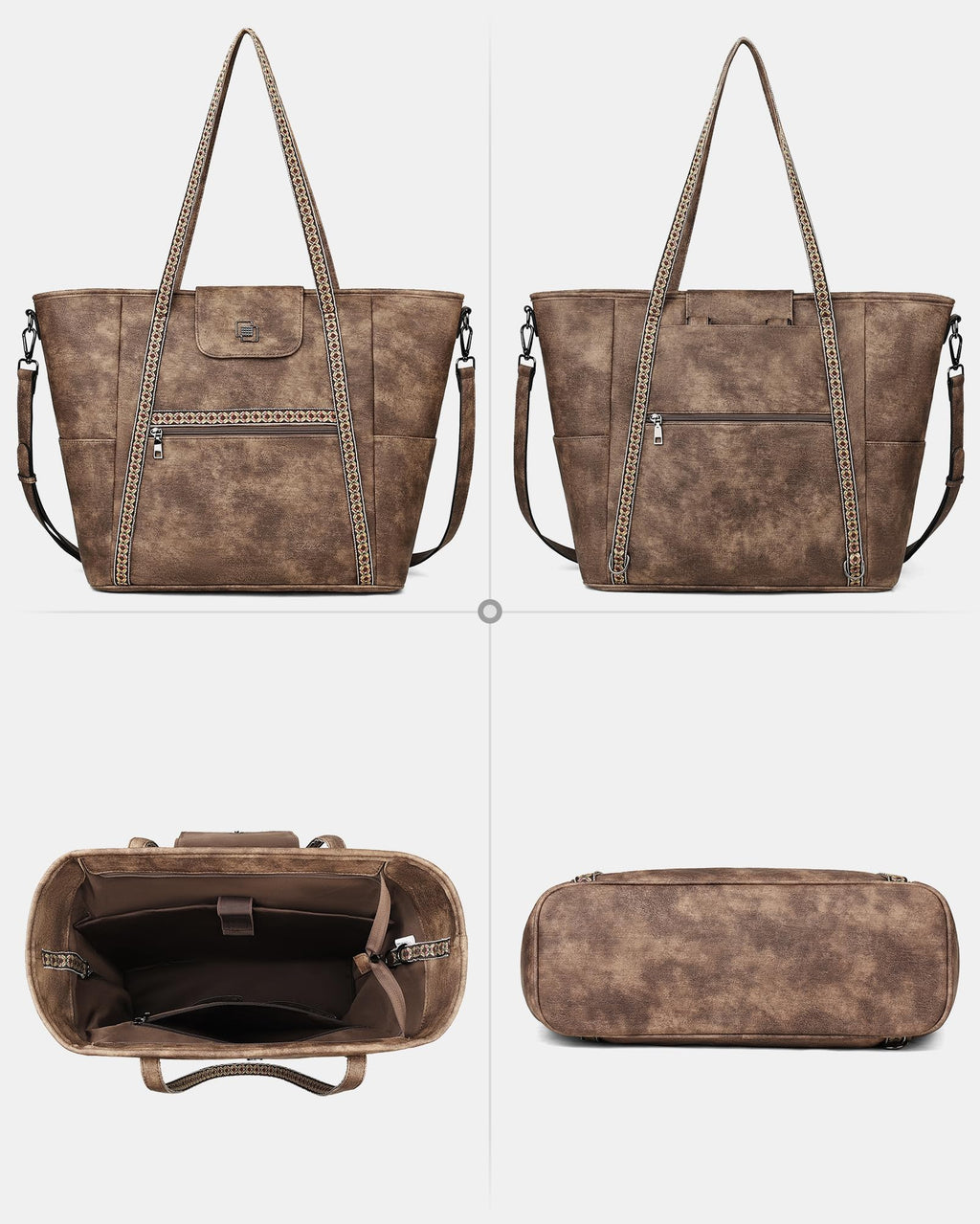 FADEON Large Laptop Tote Bag for Women Designer Leather Laptop Bag Fashion Travel Backpack Purse Shoulder Handbag