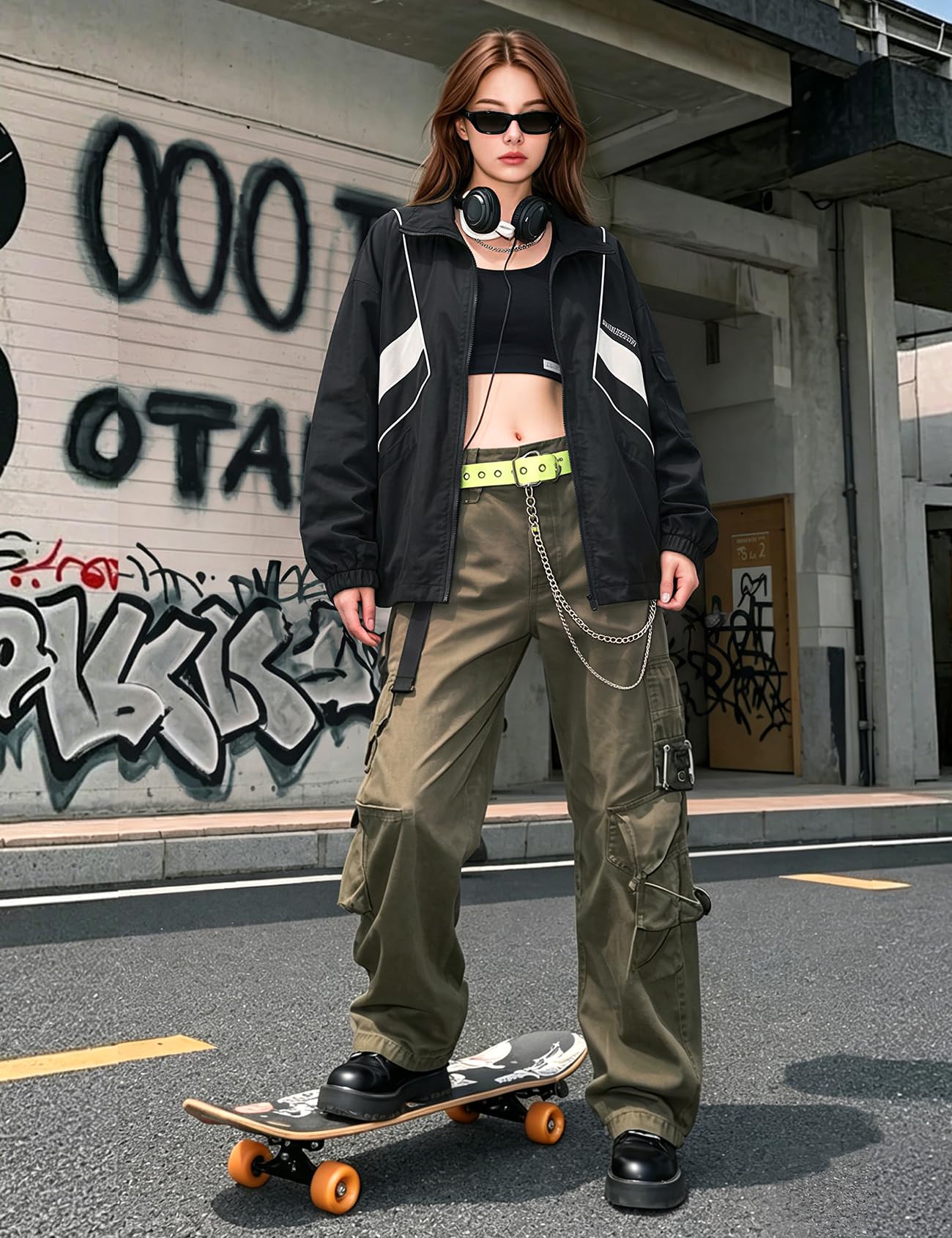 Wyeysyt Women Windbreaker Jacket Y2k Varsity Jackets Oversized Vintage 90s Jacket