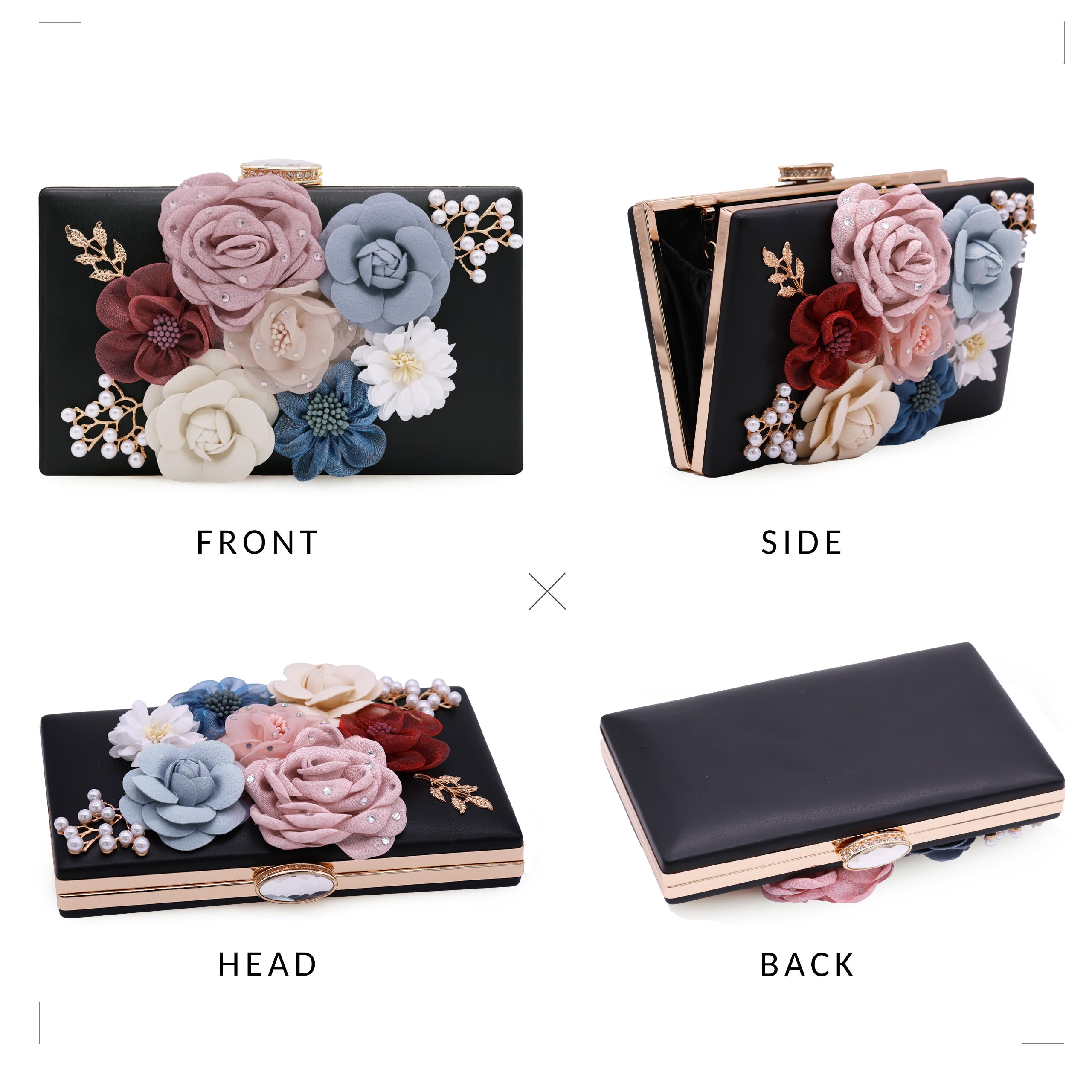 Evening Bag for Women, Flower Wedding Evening Clutch Purse Bride Floral Clutch Bag