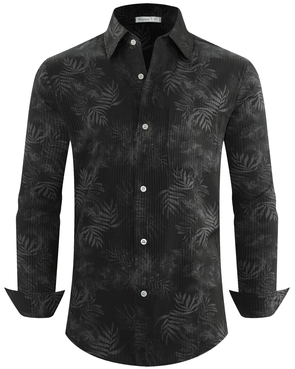 BOJIN Men's Dress Wrinkle-Free Floral Hawaiian Long Sleeve Flower Printed Casual Button Down Shirts with Pocket