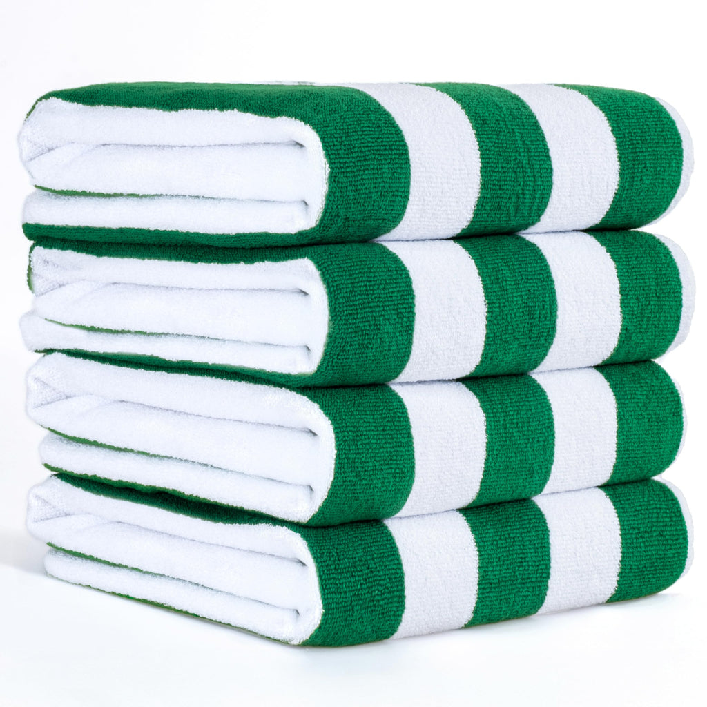 American Soft Linen Cabana Striped Beach Towels, 30x60 inch 4 Piece Oversize Pool Towels, Quick Drying Sand Free Swim Towels, Beige