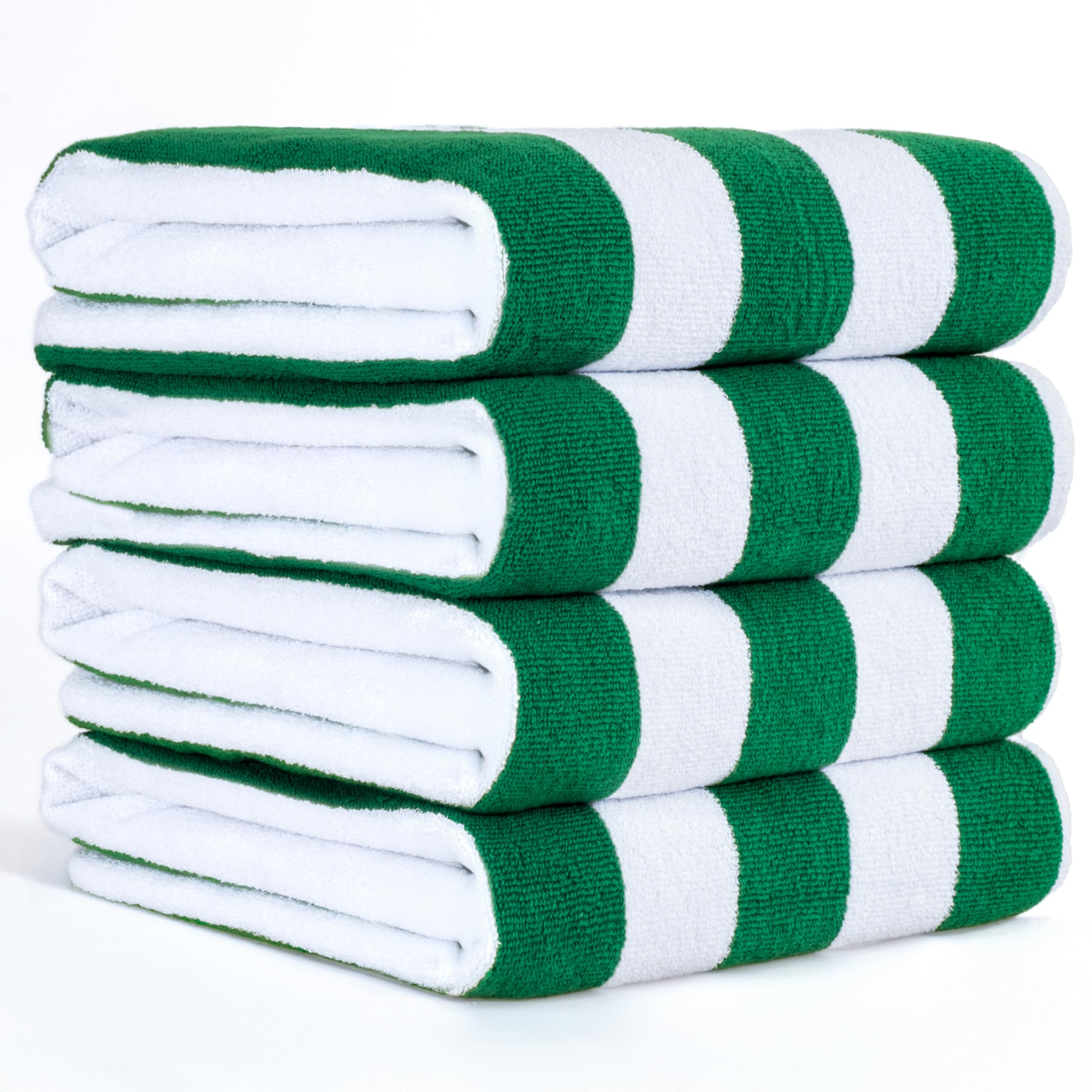 American Soft Linen Cabana Striped Beach Towels, 30x60 inch 4 Piece Oversize Pool Towels, Quick Drying Sand Free Swim Towels, Beige