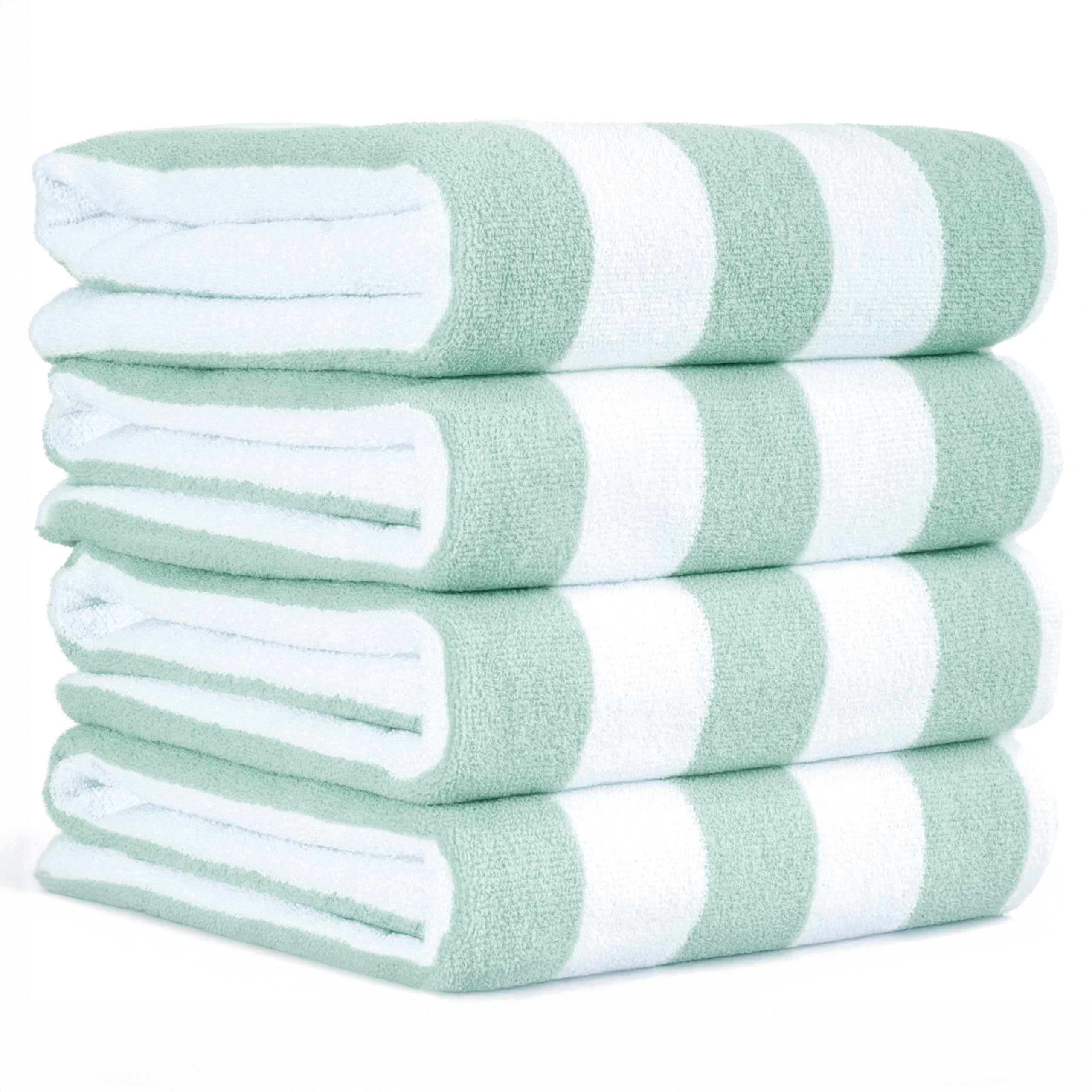 American Soft Linen Cabana Striped Beach Towels, 30x60 inch 4 Piece Oversize Pool Towels, Quick Drying Sand Free Swim Towels, Beige