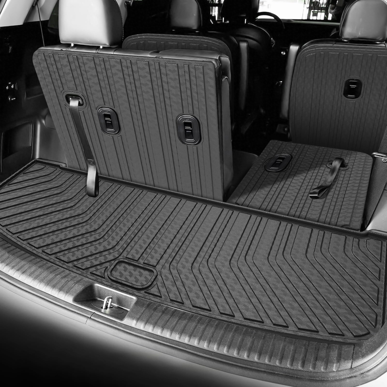 KUST Floor Mats & Trunk Cargo Mat for Toyota RAV4 2019-2025, All Weather Rear Trunk Cargo Liner for RAV4 Accessories TPE Rubber Raised Edge 4PCS