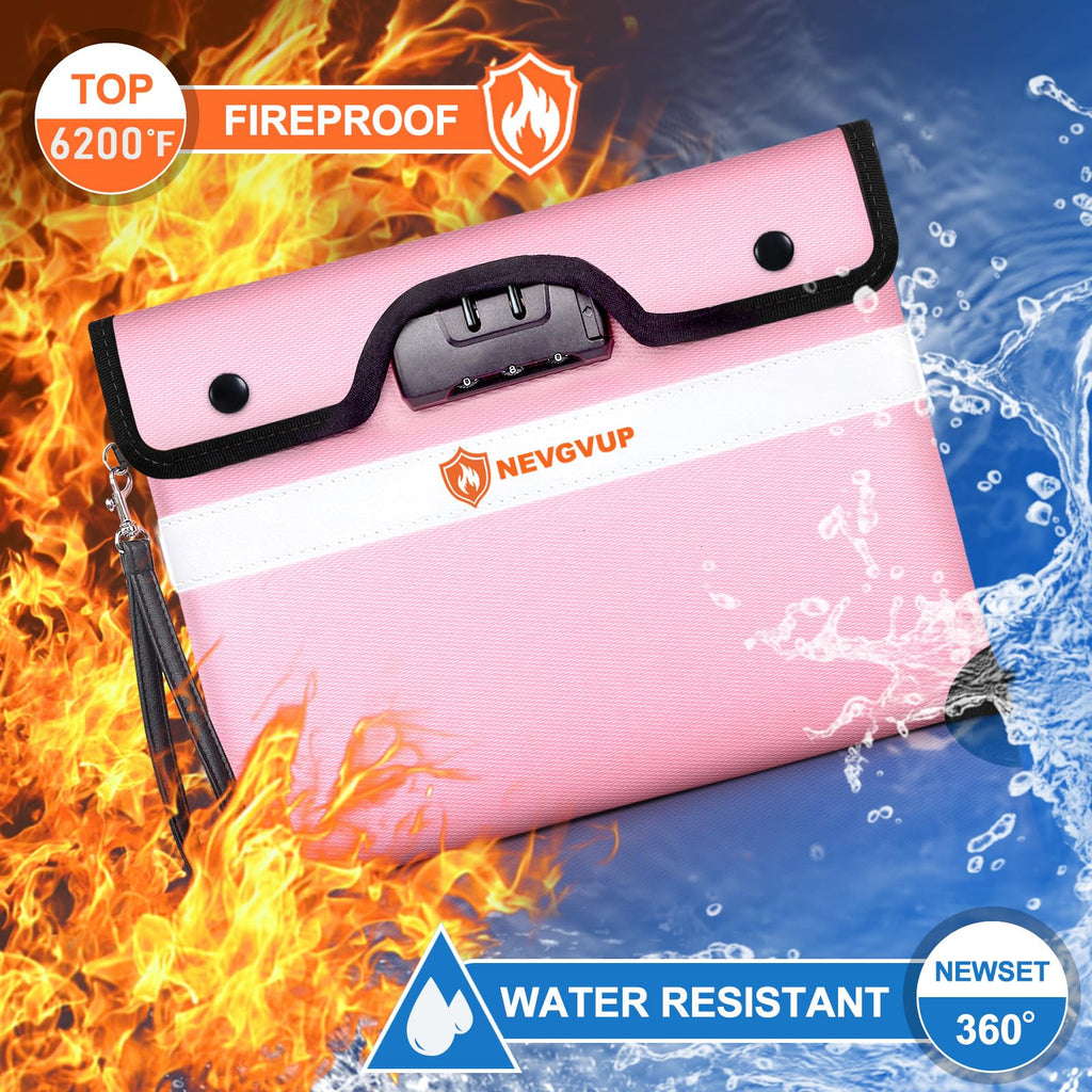 Fireproof Money Bag 4200°F - Heat Insulated, 9.8 x 6.5" Small Fireproof Document Bags with Waterproof Zipper, Fire proof Bag with Reflective Strip and Fireproofs Edeging, Fire Pouch Set for Valuables