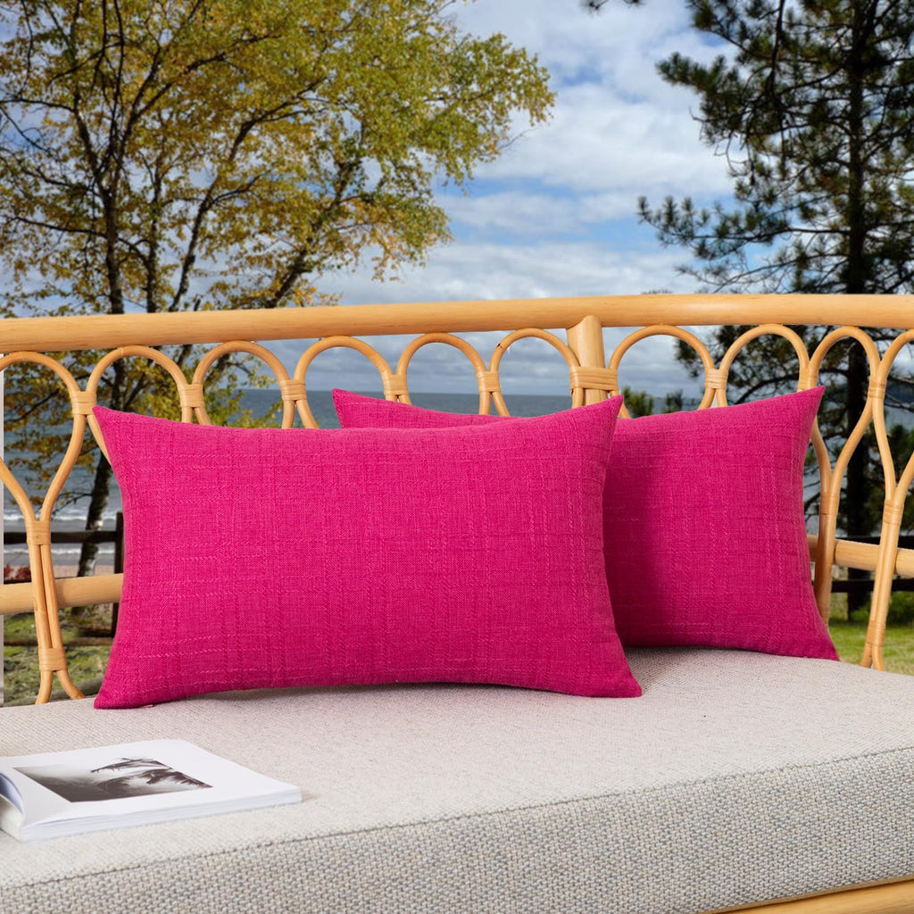 Kevin Textile Pack of 2 Outdoor Waterproof Pillow Covers Checkered Decorative Cushions Sham Throw Pillowcases Shell for Patio Tent Garden Couch Bed Sofa 16x16 Inch Army Green