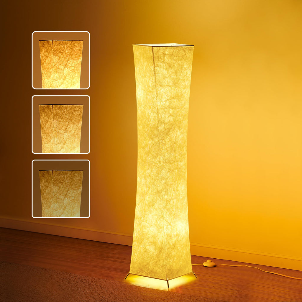 chiphy Floor Lamp, Dimmable 39" (XS) Tall Standing Lamp, 3 Levels Adjustable Brightness 12Wx2 LED Bulbs, Column Floor Light w/White Fabric Shade, Home Decor for Living Room, Bedroom, Kids Room
