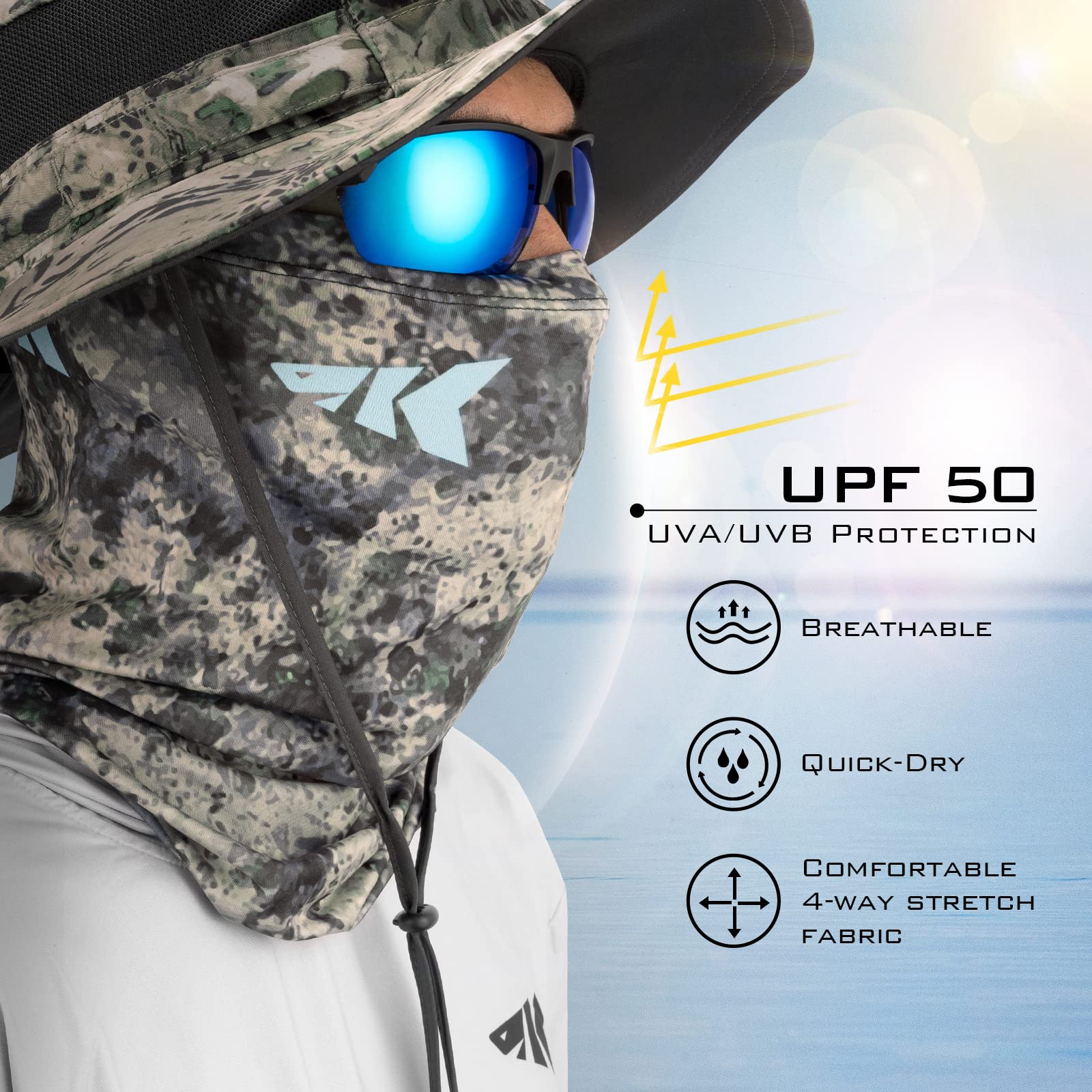 KastKing Sol Armis Neck Gaiter - UPF 50 Face Mask - UV Sun Protection Mask for Men & Women, Fishing, Hiking