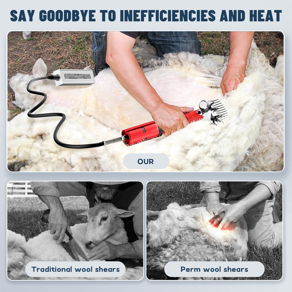 2026 Upgraded Sheep Shears 500W, Professional Electric Sheep Clippers, Farm Livestock Grooming Kit, 6 Speed Heavy Duty Electric Shears for Sheep Alpacas Goats Thick Coat Animals
