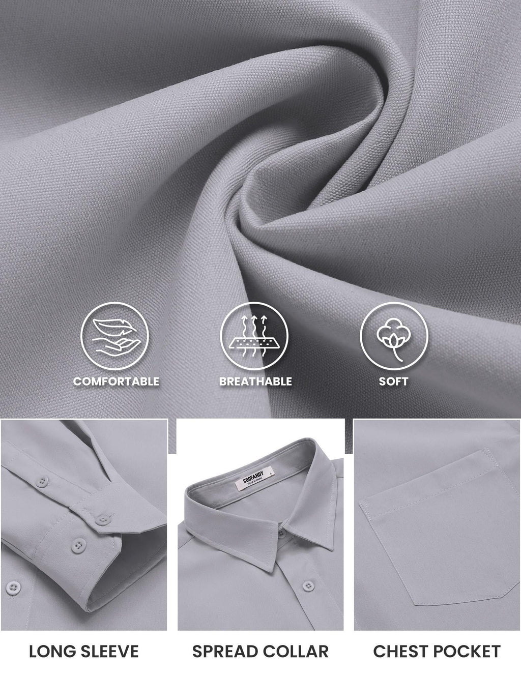 COOFANDY Mens Long Sleeve Button Down Shirts Casual Untucked Shirts for Men Dress Shirts Beach Wedding Shirts
