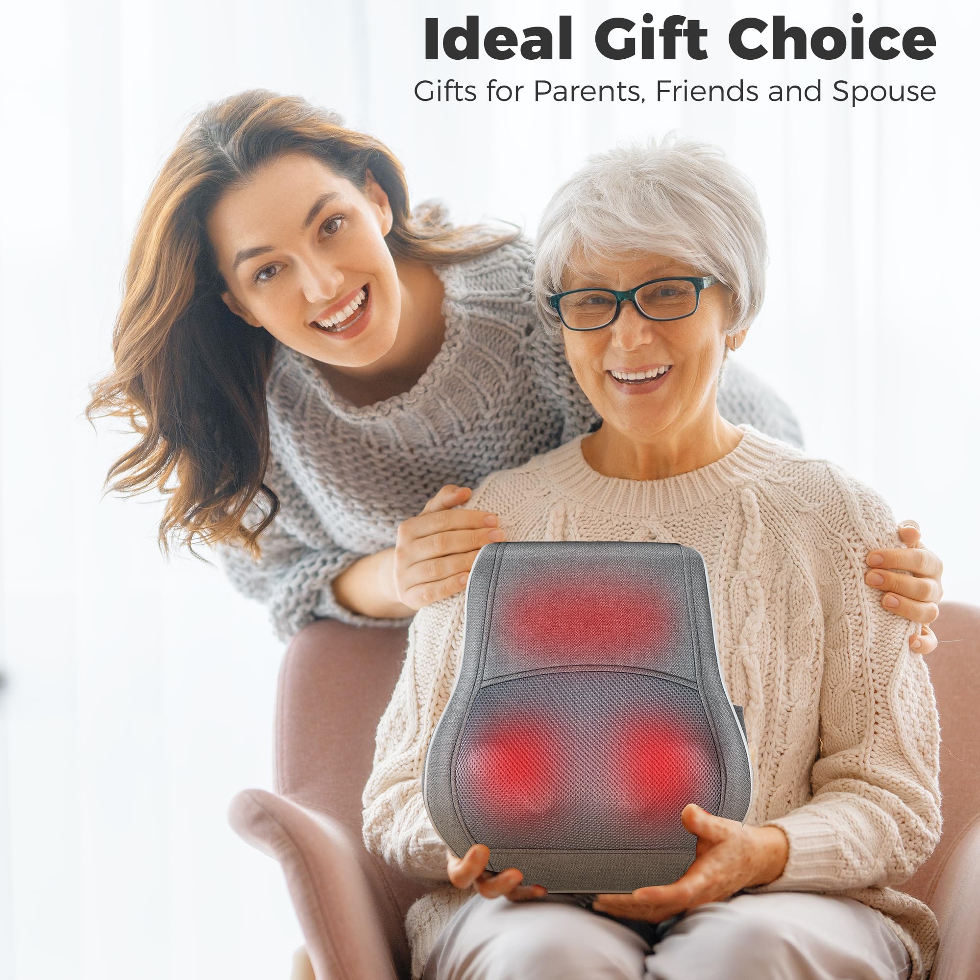 Brelley Neck and Back Massager for Pain Relief Deep Tissue with Heat, Shiatsu Shoulder Massager with Bi-Directional Rotating Head for Neck, Back, Shoulders, and Legs