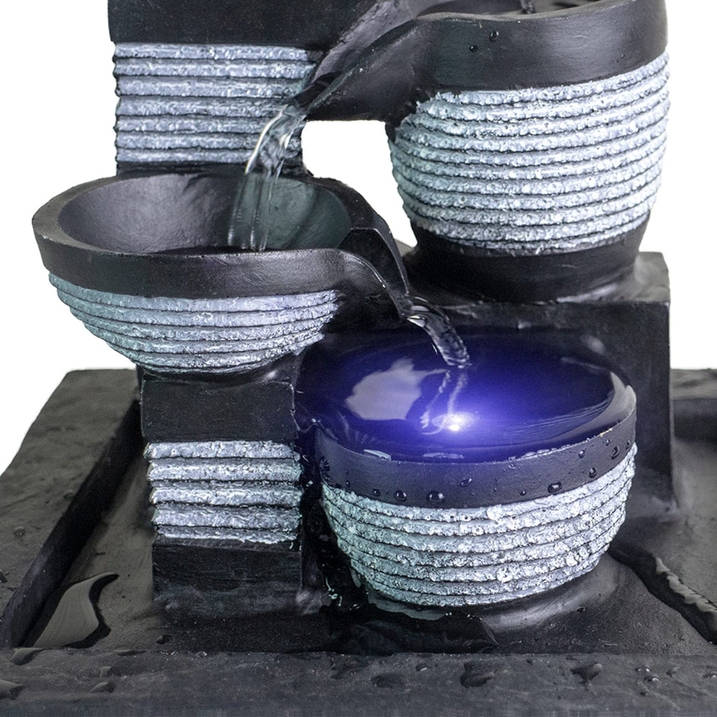 Ferrisland Tabletop Water Fountain, Zen Meditation Indoor Waterfall Fountain, Heart Shape Decoration with LED Light for Home Office Bedroom Relaxation Decor, Gift Ideas